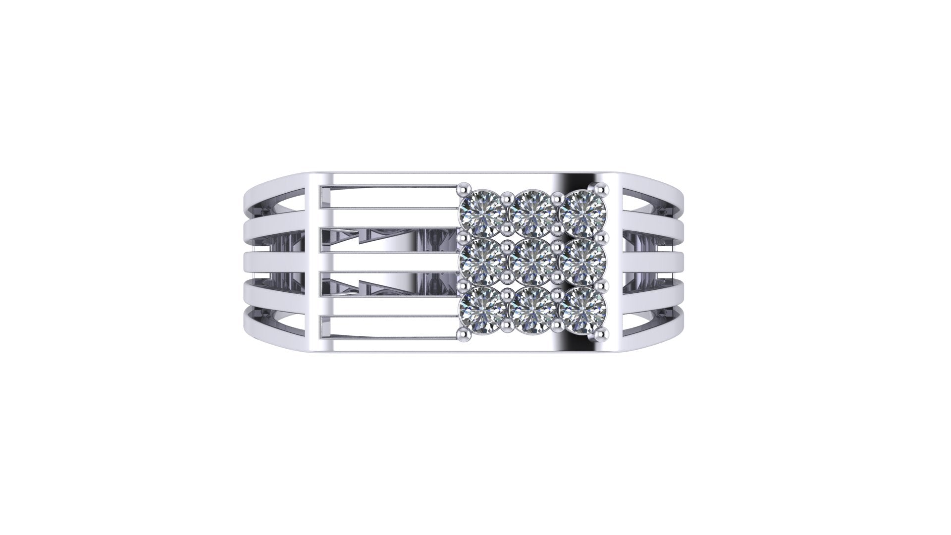 Modern Men’s Open Round Diamond Cluster Ring