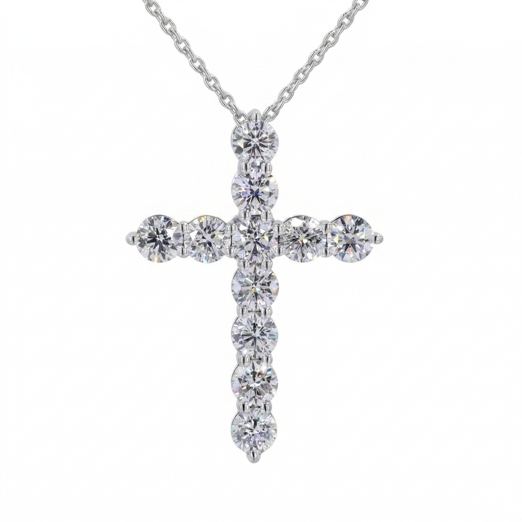 Round Diamond Cross Pendant Necklace