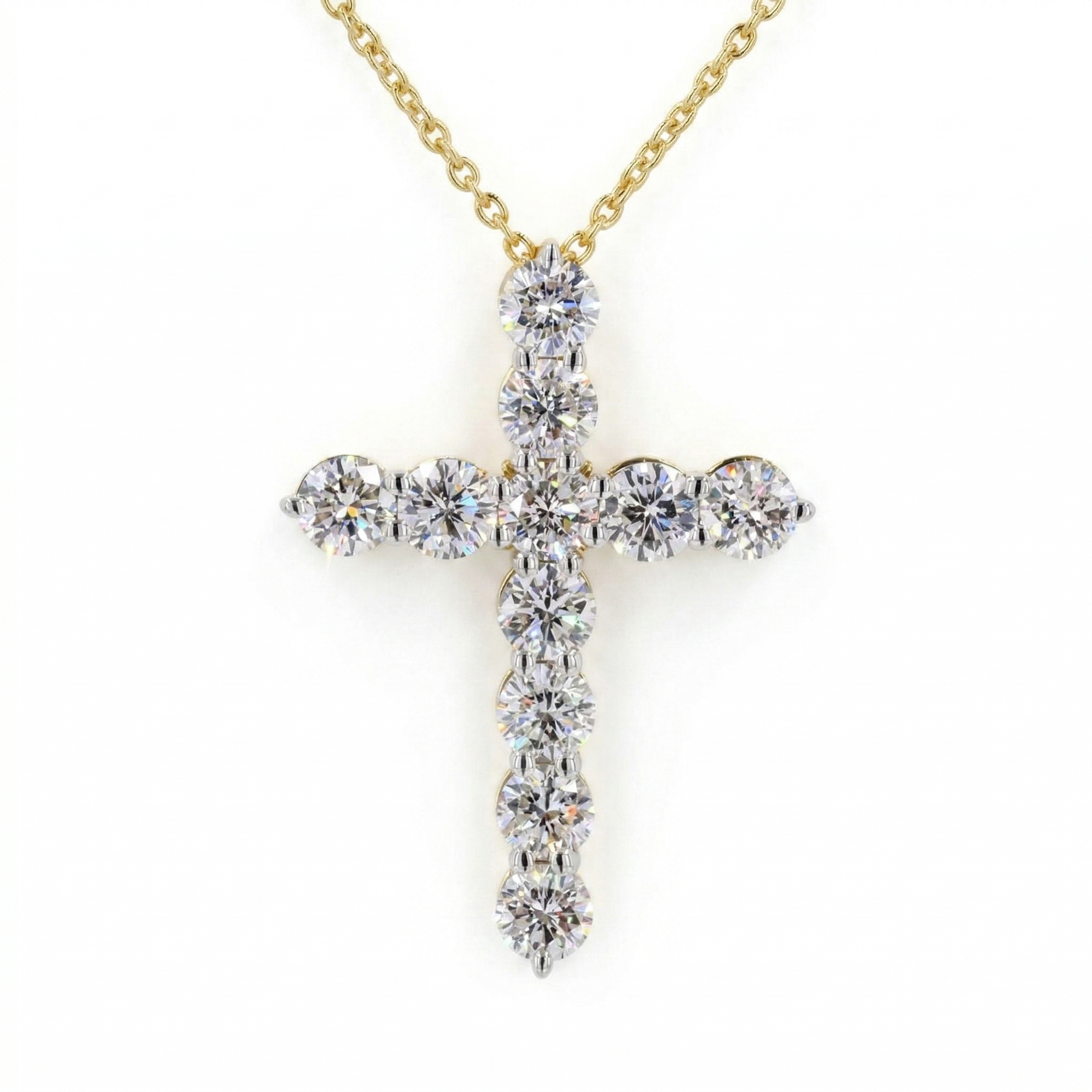 Round Diamond Cross Pendant Necklace