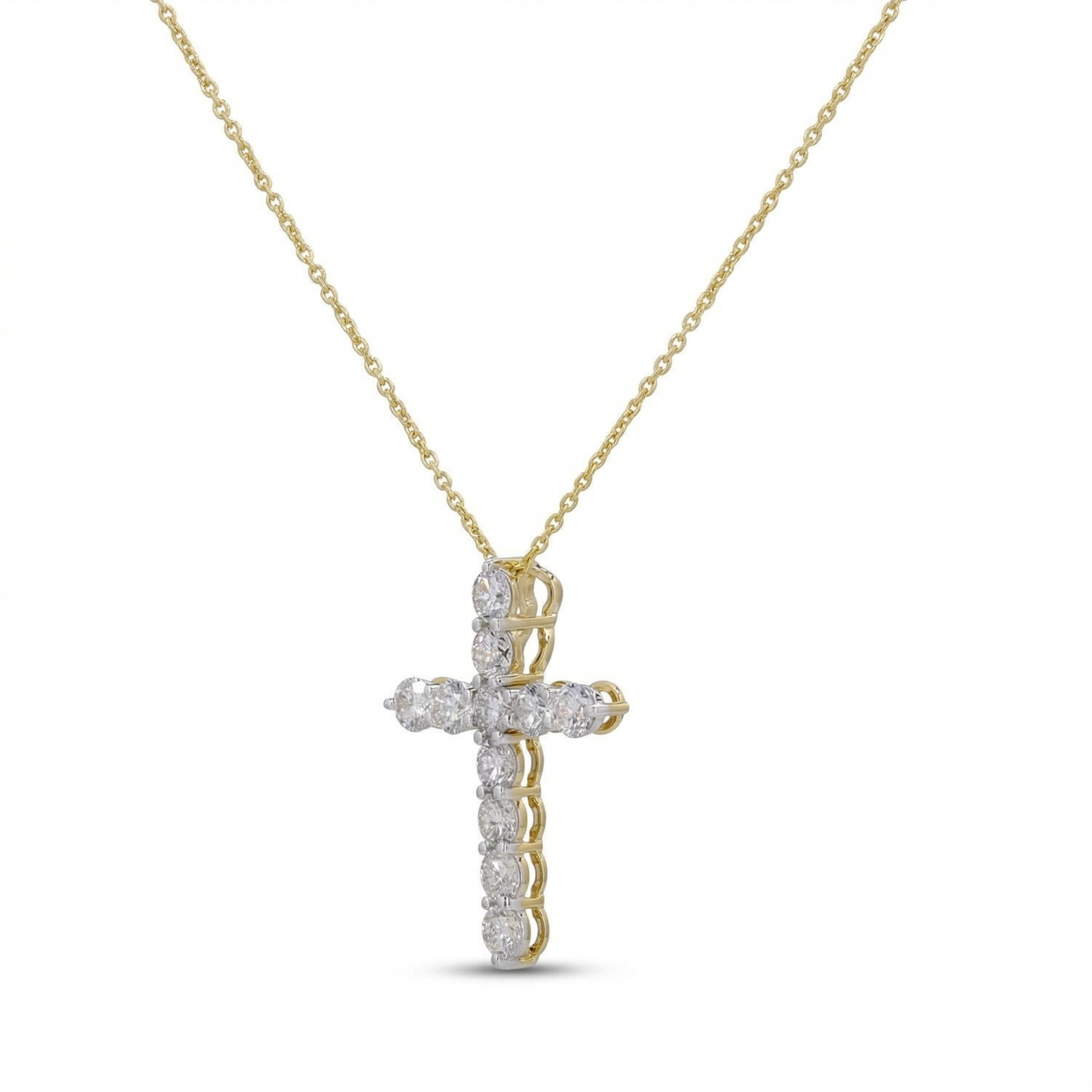Round Diamond Cross Pendant Necklace