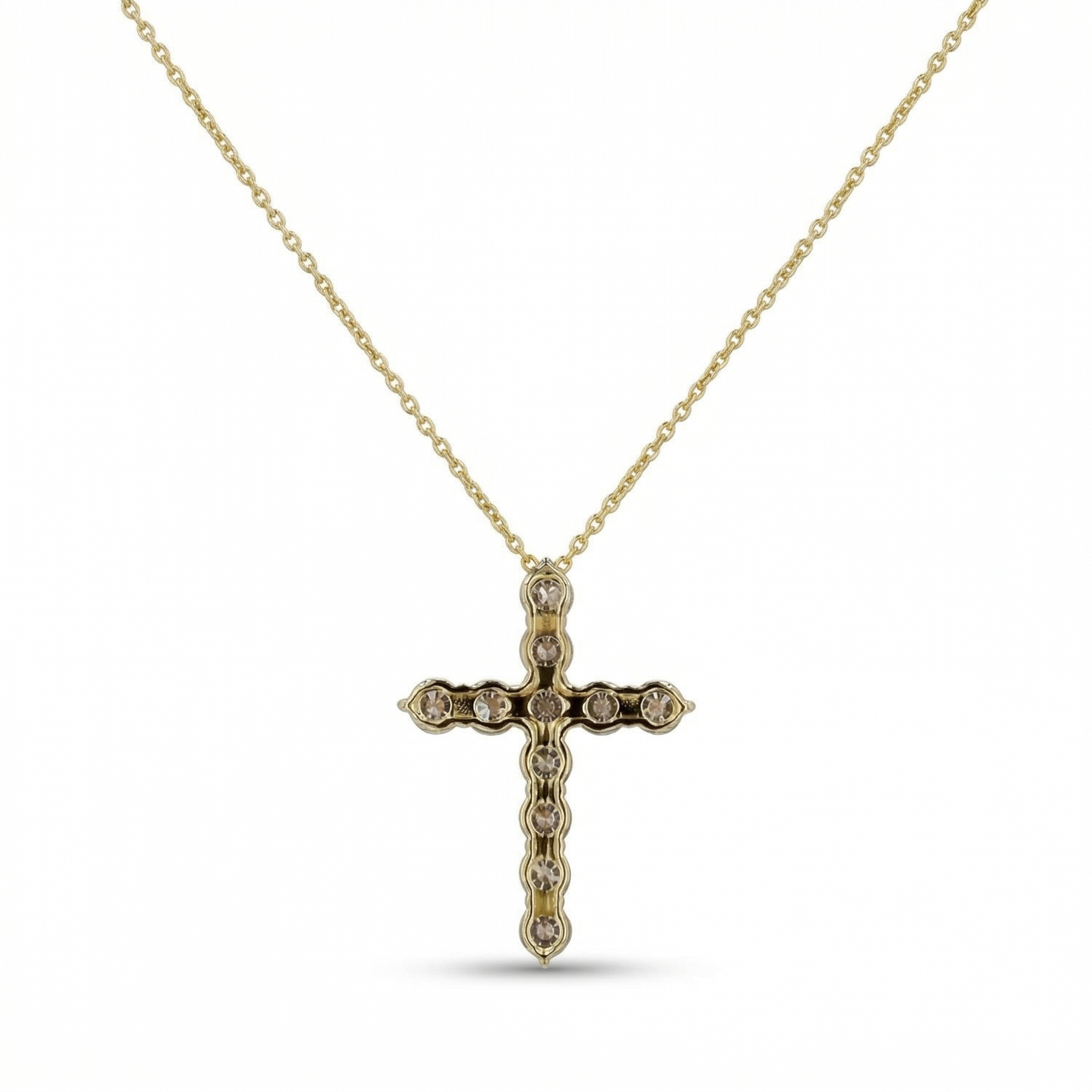 Round Diamond Cross Pendant Necklace
