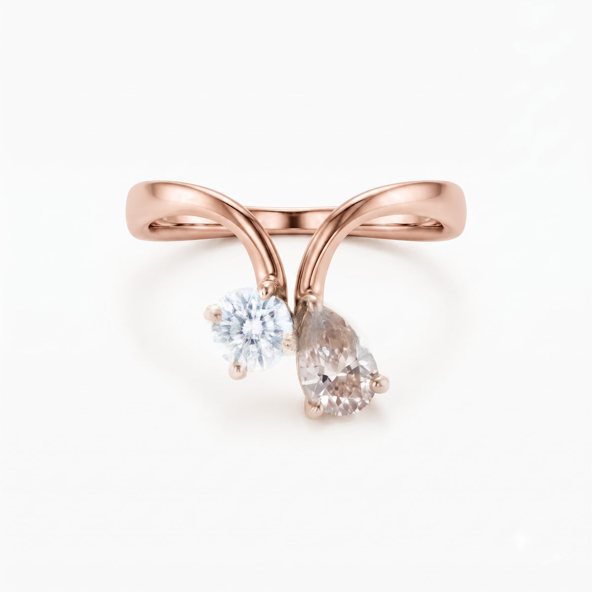 Pear & Round Diamond Ring,Bypass Ring
