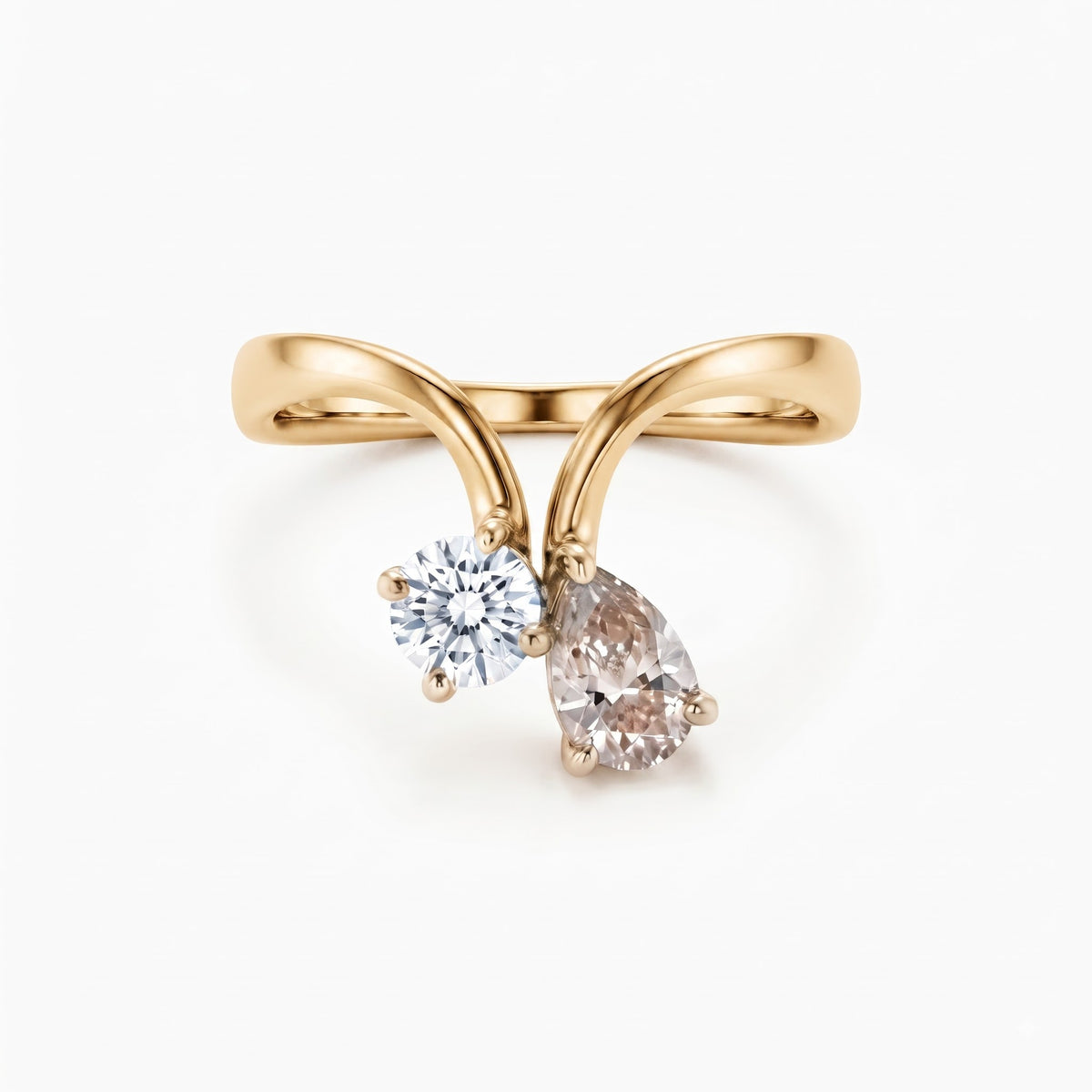 Pear & Round Diamond Ring,Bypass Ring
