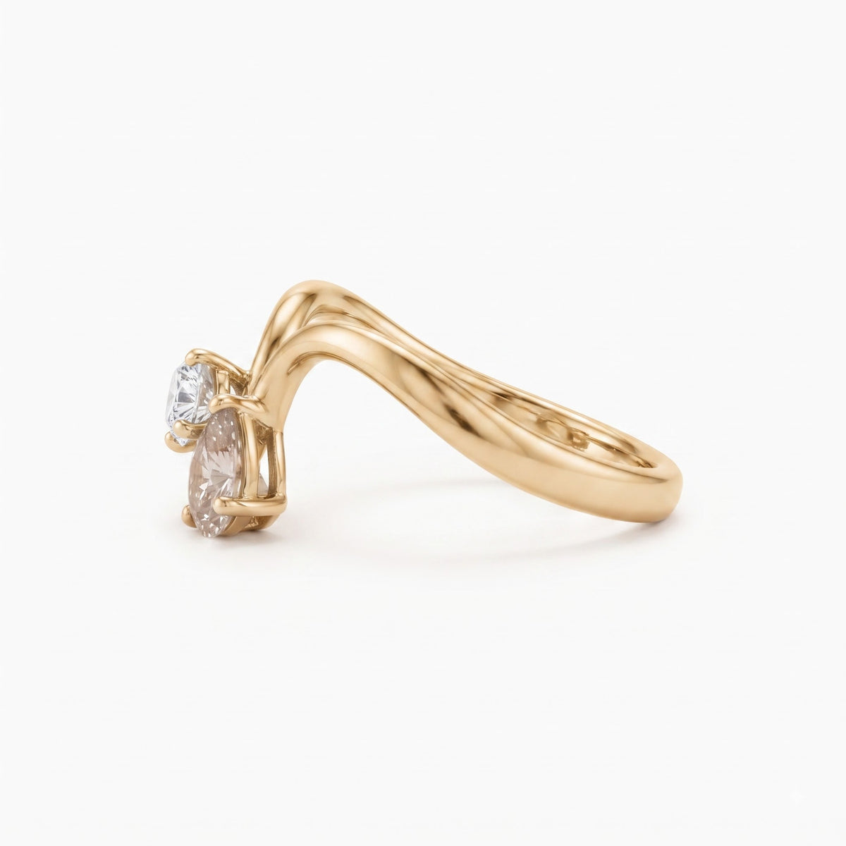 Pear & Round Diamond Ring,Bypass Ring