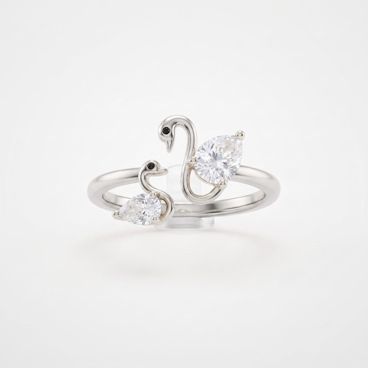 Two Swan Toi et Moi Ring,Pear Cut Lab Grown Diamond Swan Ring