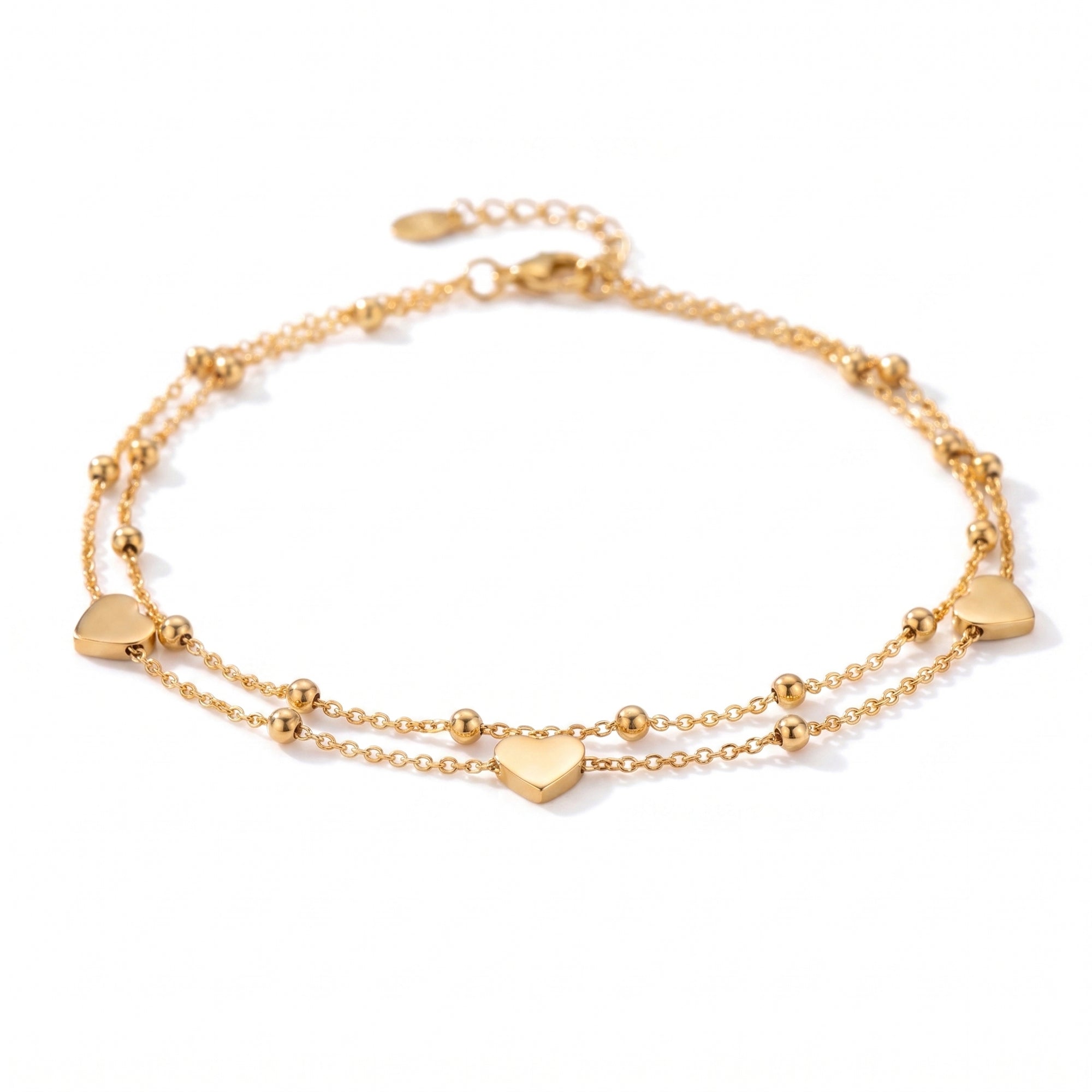 Minimalist Double Layer Heart Anklet