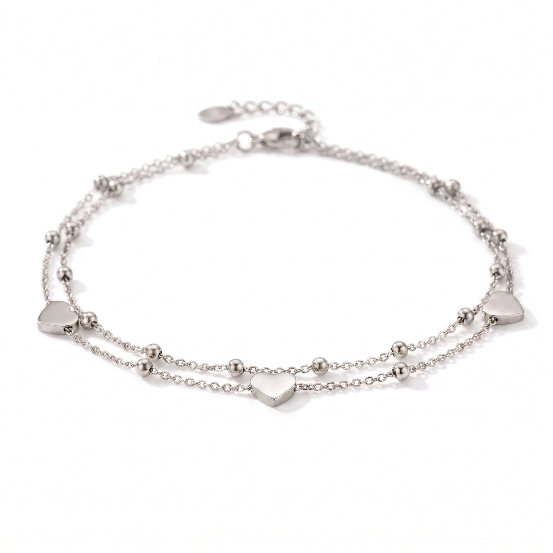 Minimalist Double Layer Heart Anklet
