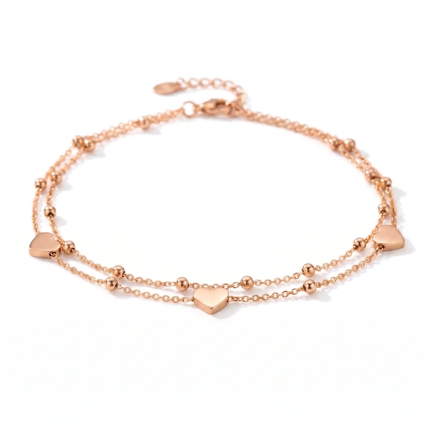 Minimalist Double Layer Heart Anklet