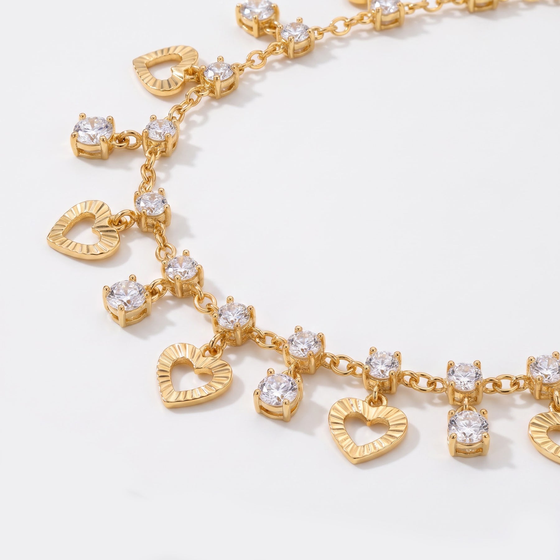 luxury diamond-and-heart charm anklet