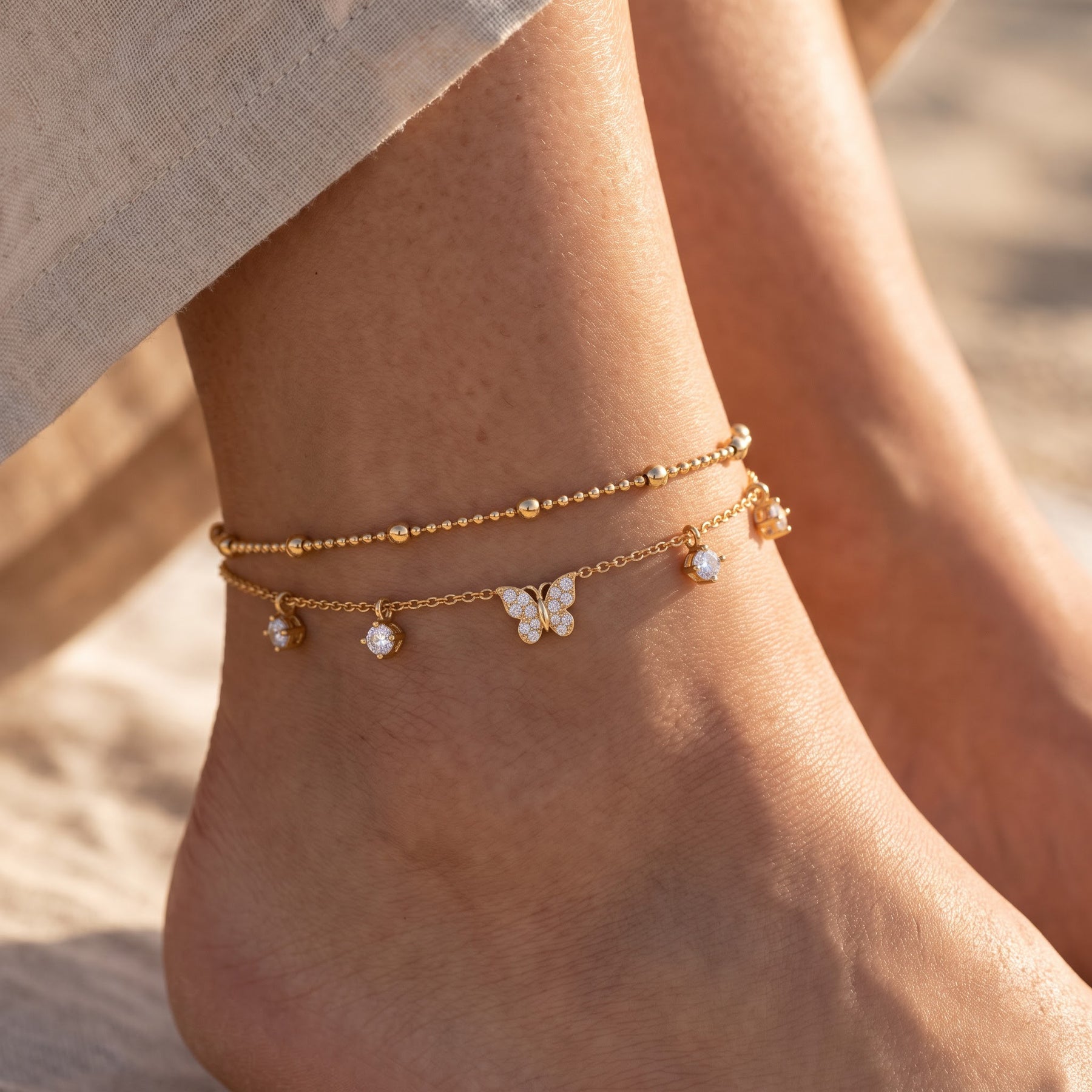 Diamond Butterfly Anklet