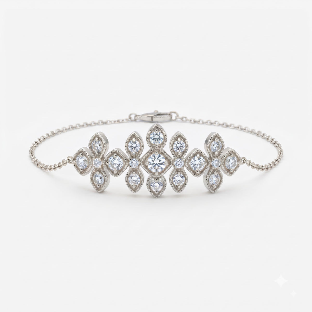 Marquise & Round Diamond Cluster Bracelet