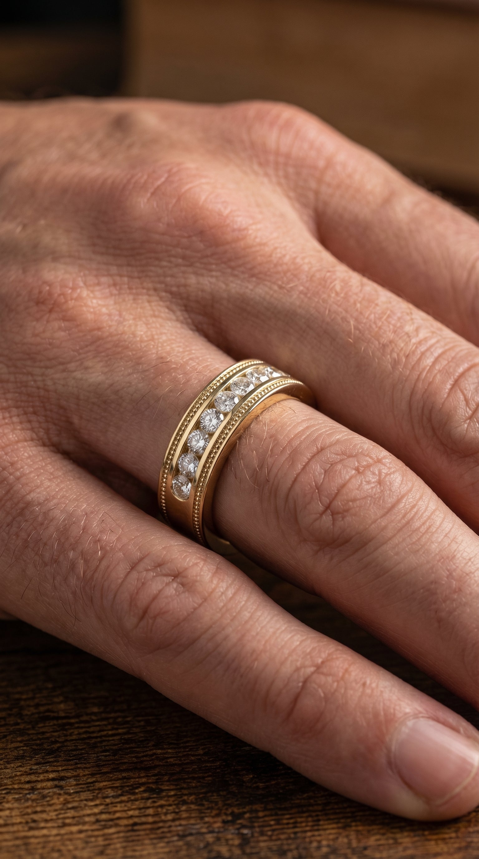 Men’s Half Eternity Handmade Diamond Band