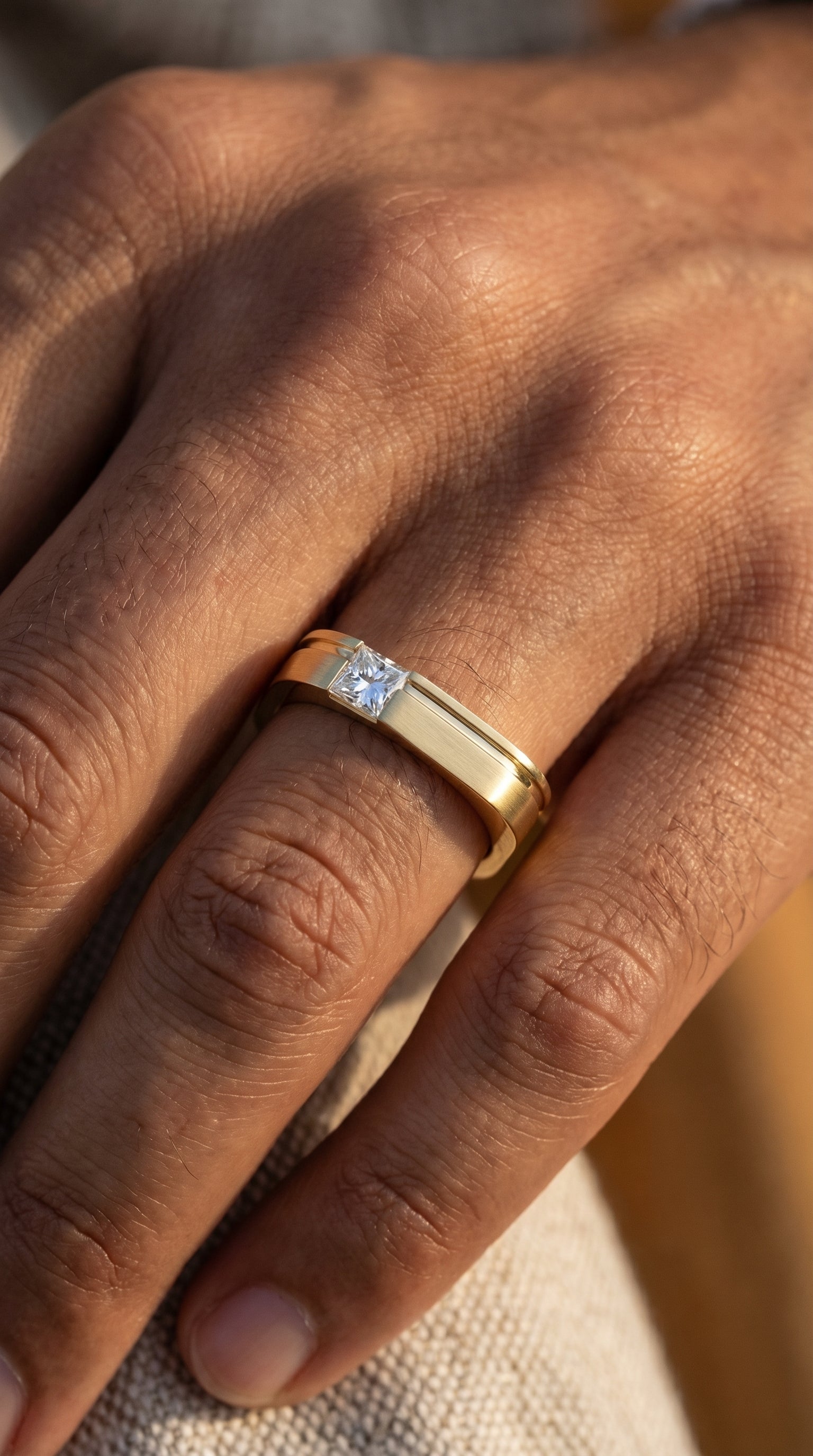 Square Ring for Men Masculine Brilliance diamond Band