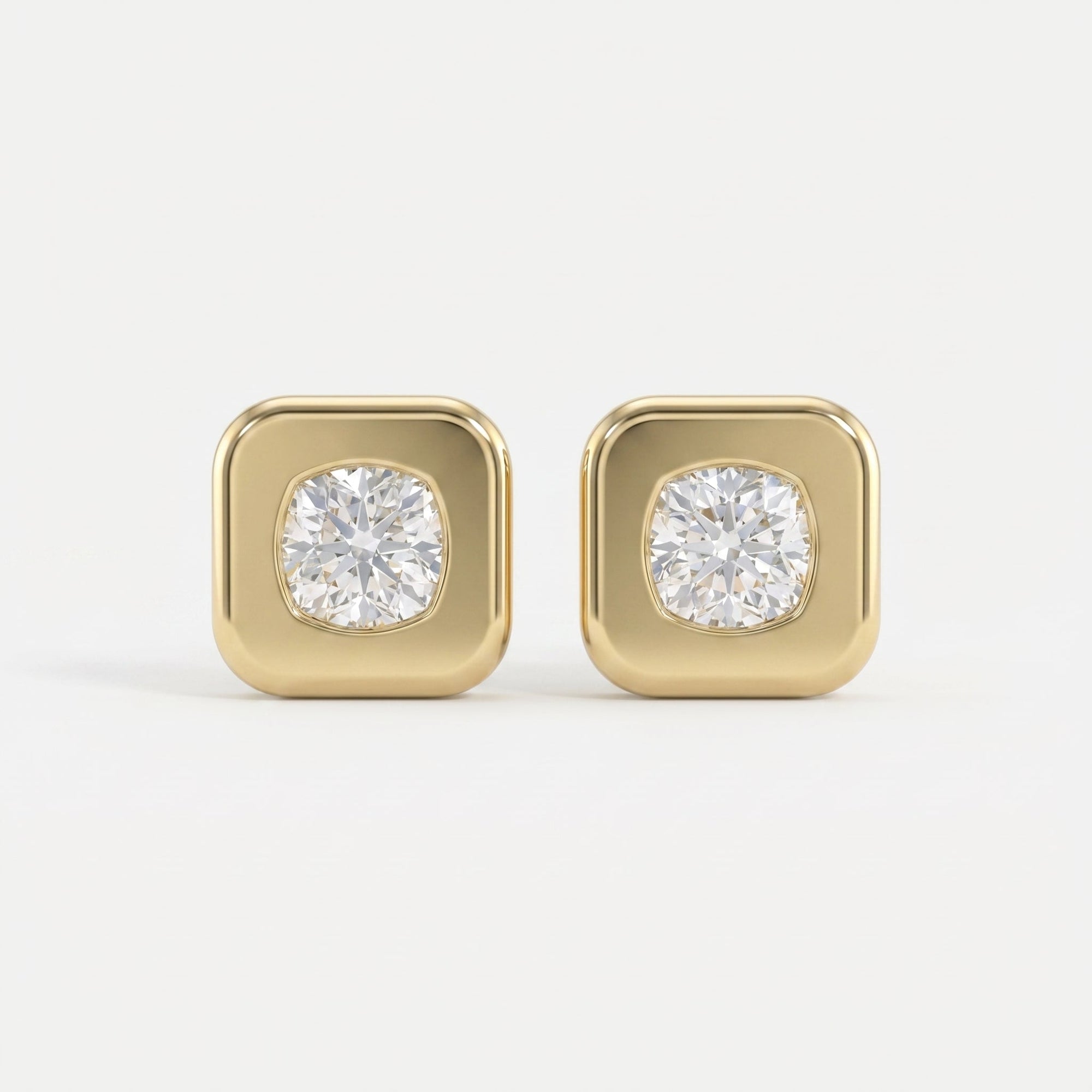 Bezel Set Round Diamond Stud Earrings