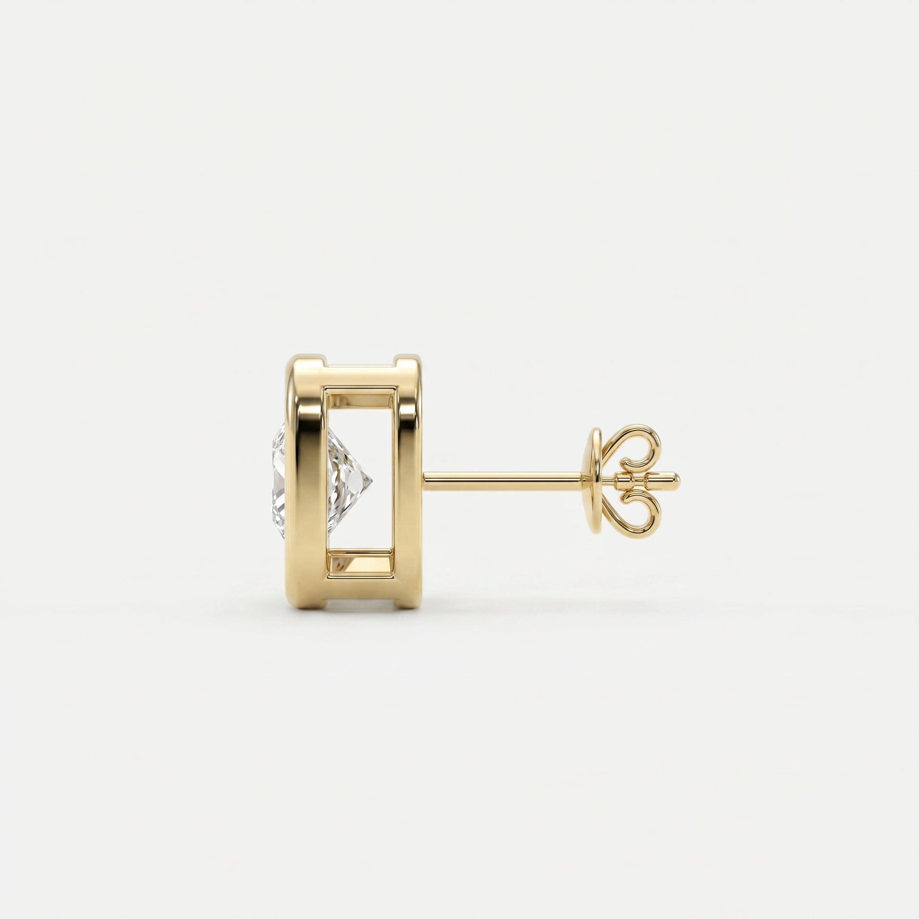 Bezel Set Round Diamond Stud Earrings