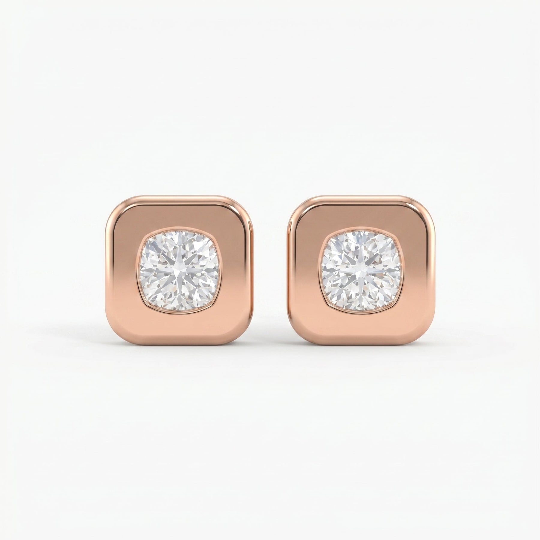 Bezel Set Round Diamond Stud Earrings
