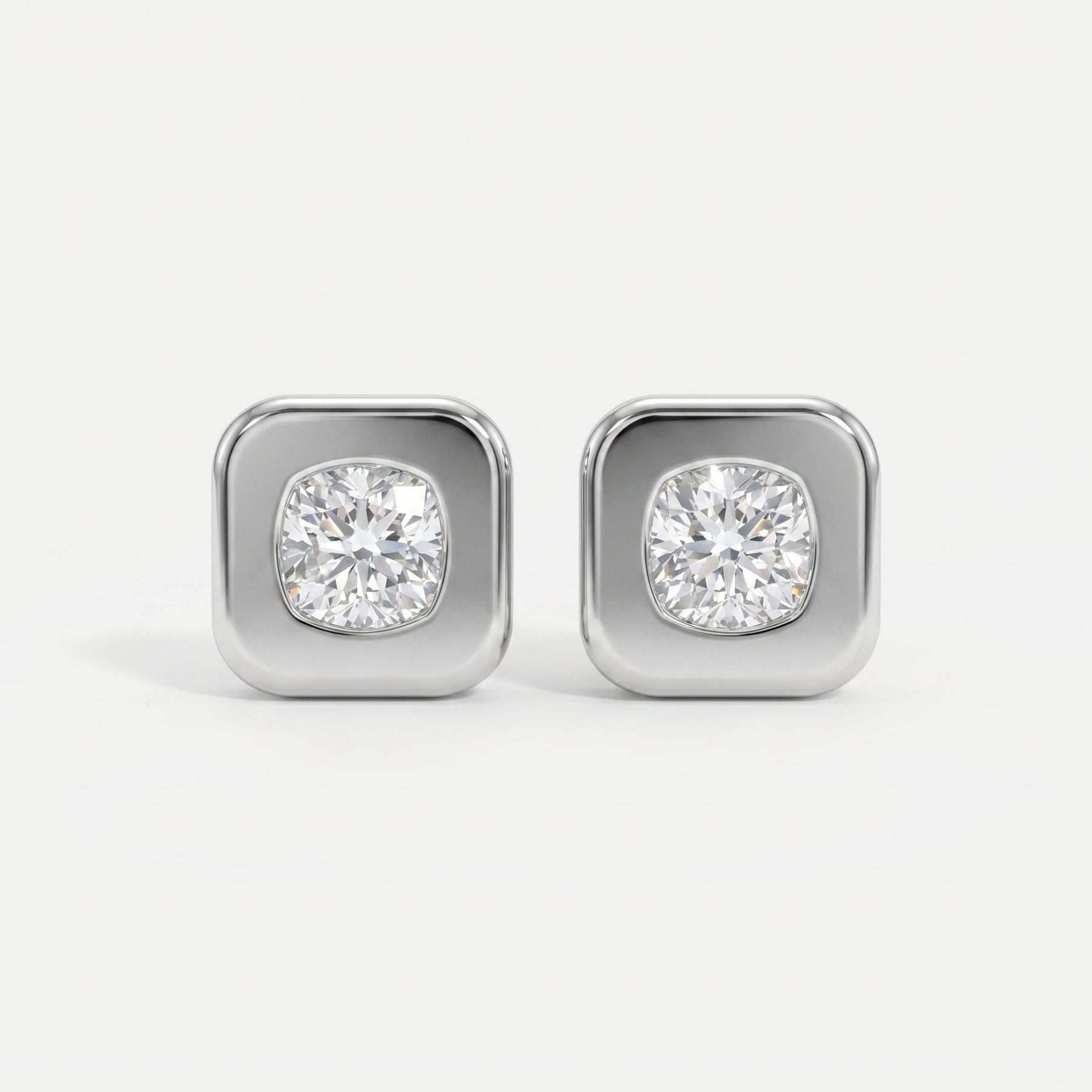Bezel Set Round Diamond Stud Earrings