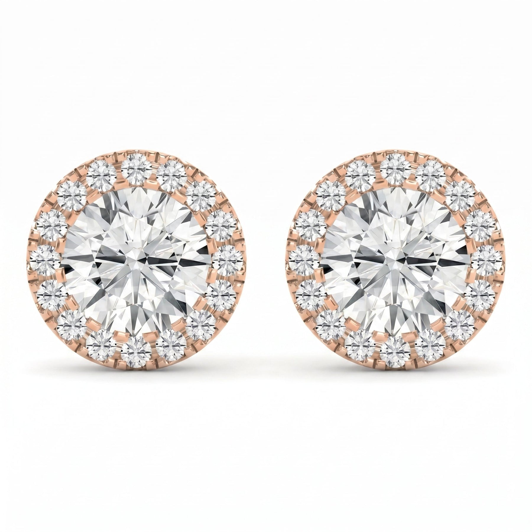 Halo Design Round Diamond Earring Stud