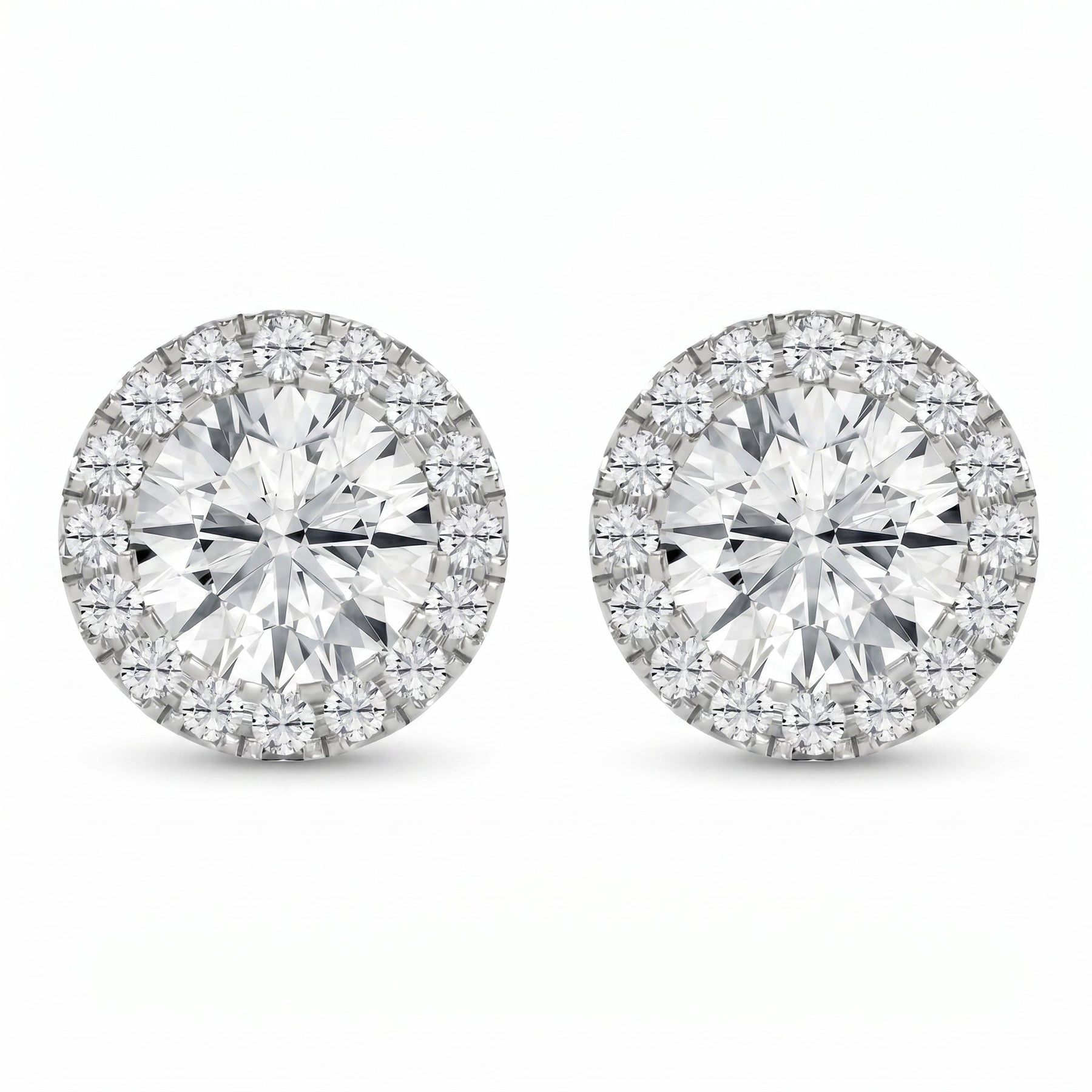 Halo Design Round Diamond Earring Stud