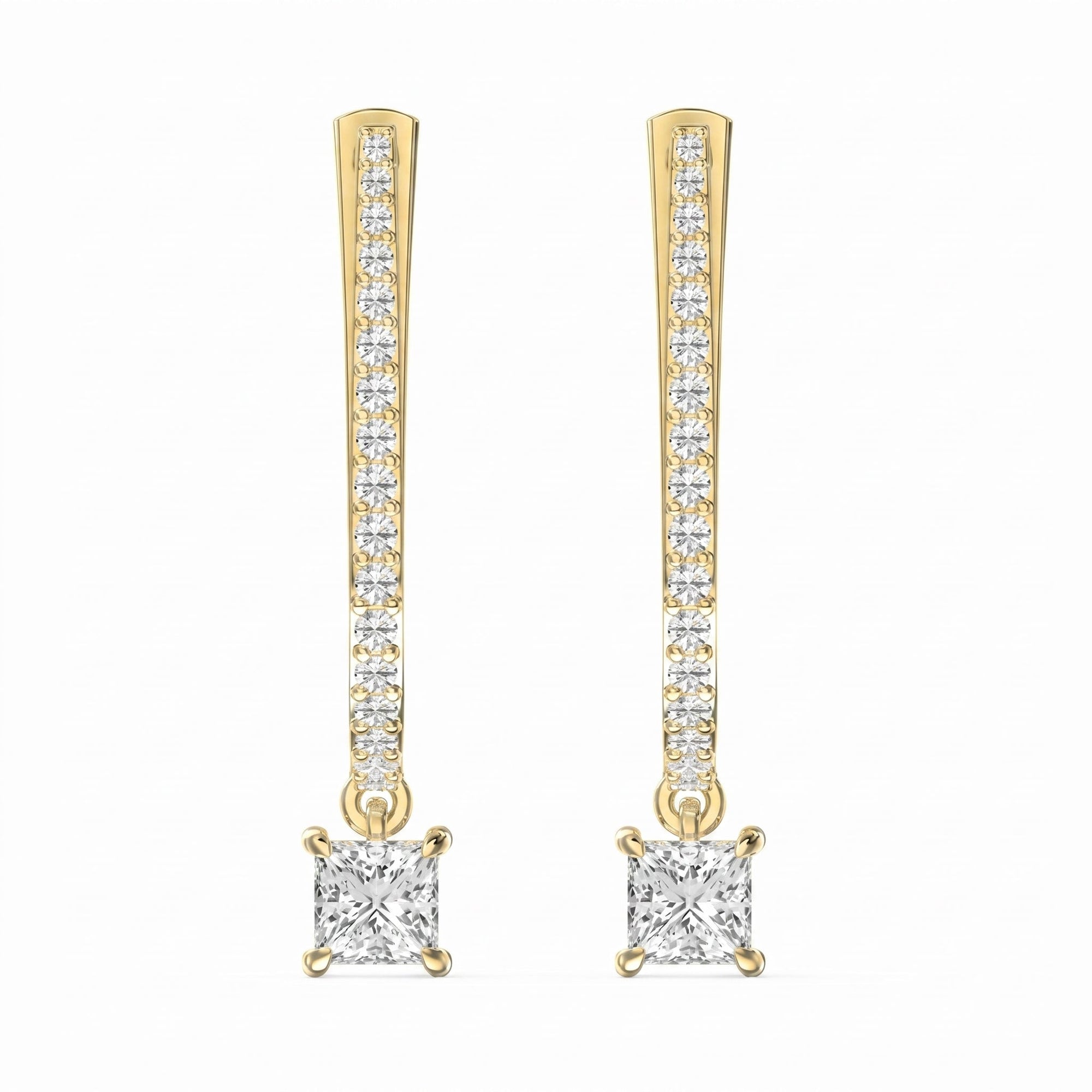 Round & Princess Cut Diamonds Pavé Design Hoops Earring