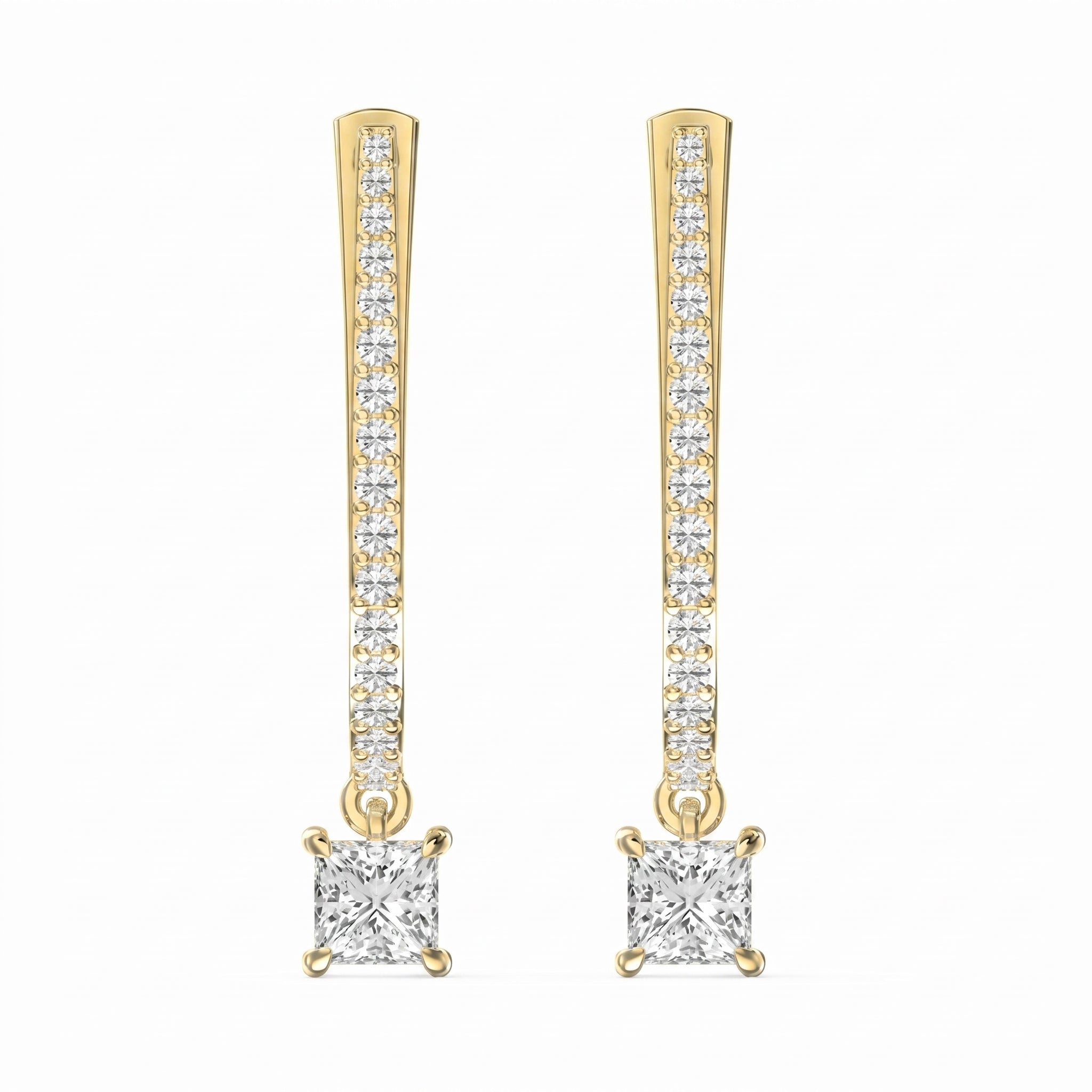 Round & Princess Cut Diamonds Pavé Design Hoops Earring