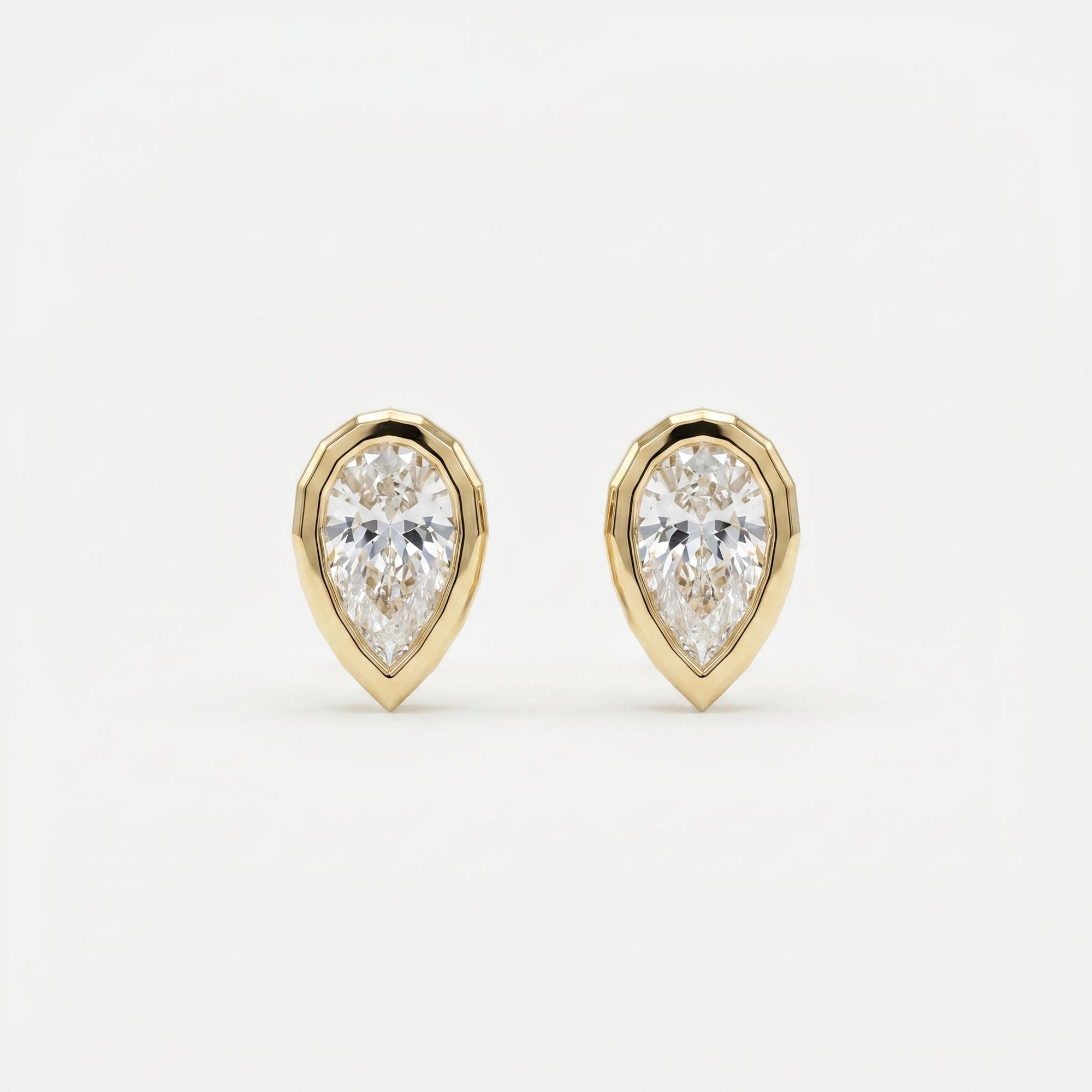 Bezel Bloom Pear Shape Earring Studs