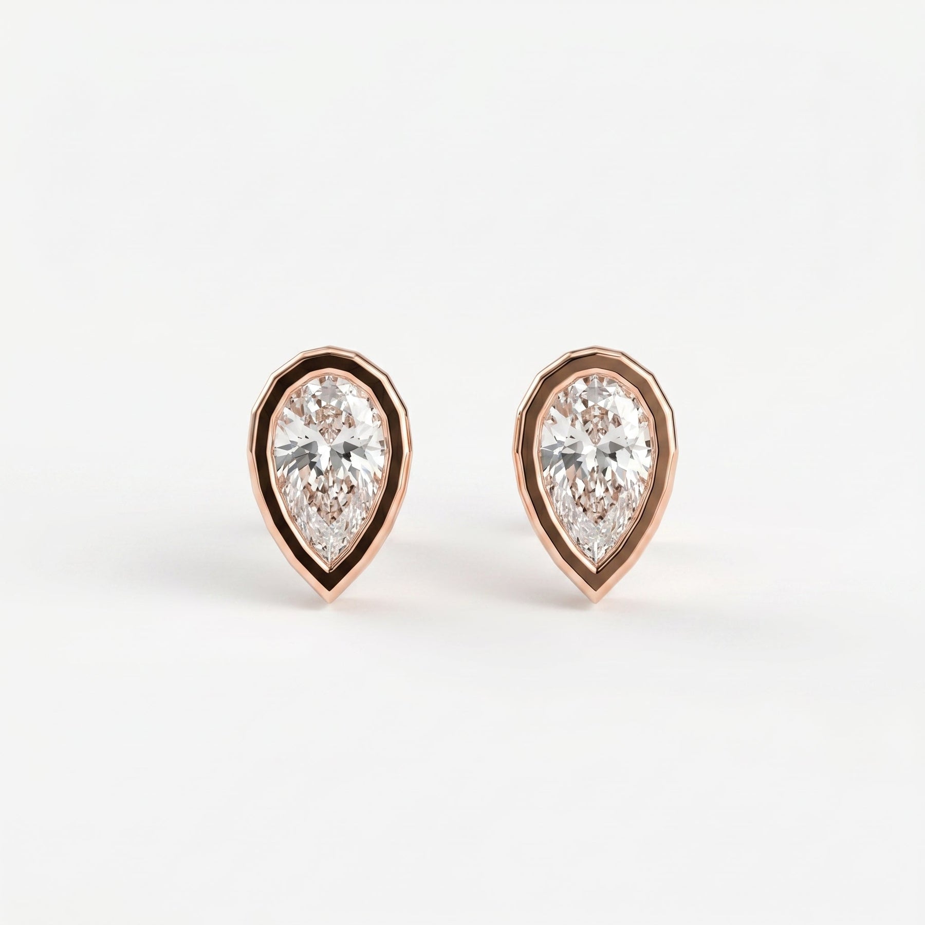 Bezel Bloom Pear Shape Earring Studs