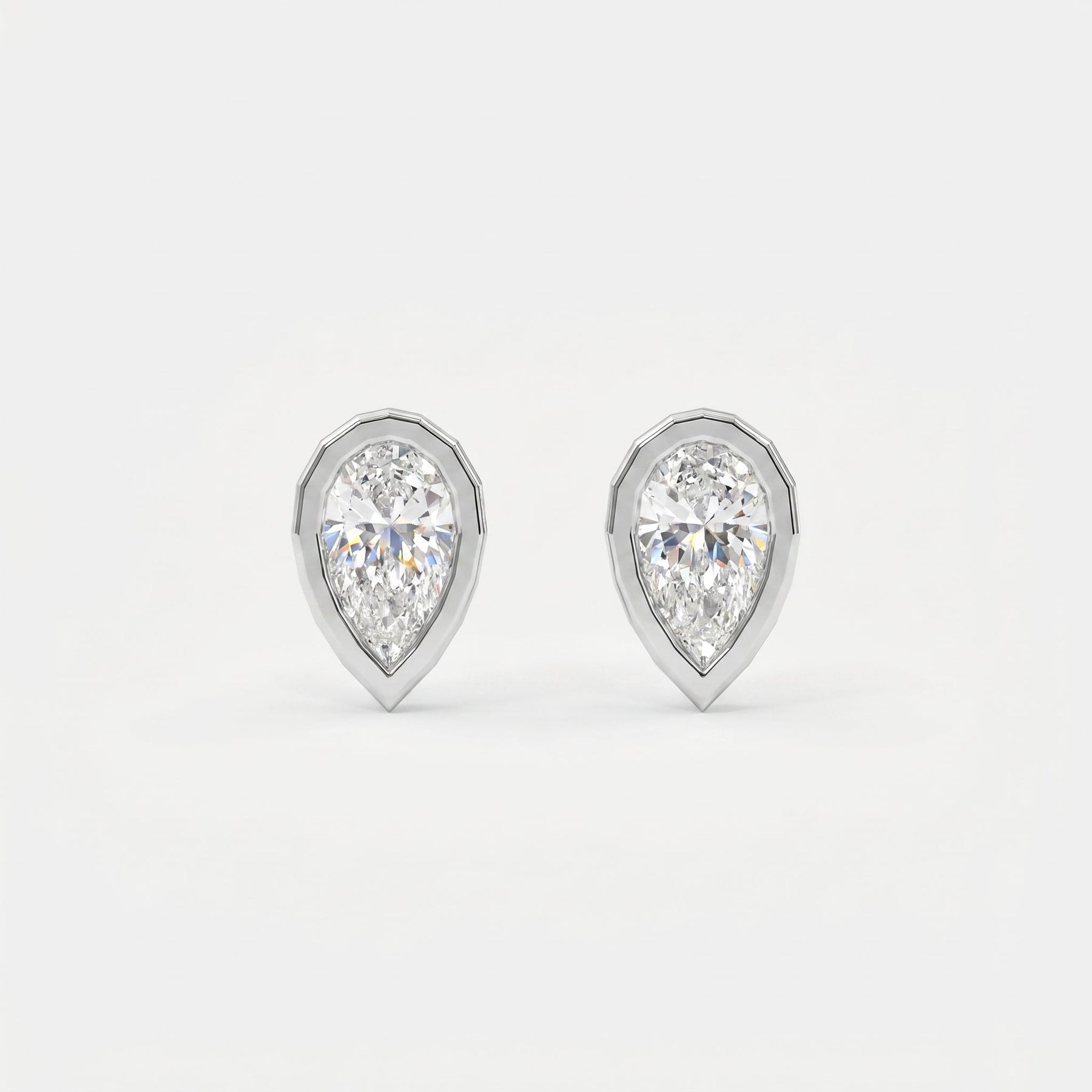Bezel Bloom Pear Shape Earring Studs