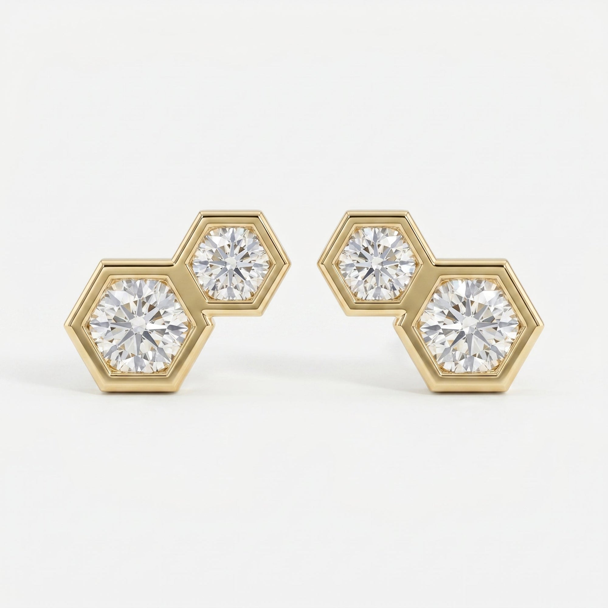 Honeycomb Hex Design Round Shape Earrings Studs