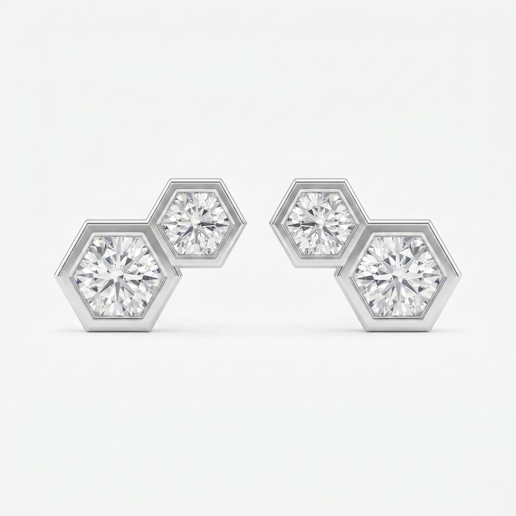 Honeycomb Hex Design Round Shape Earrings Studs