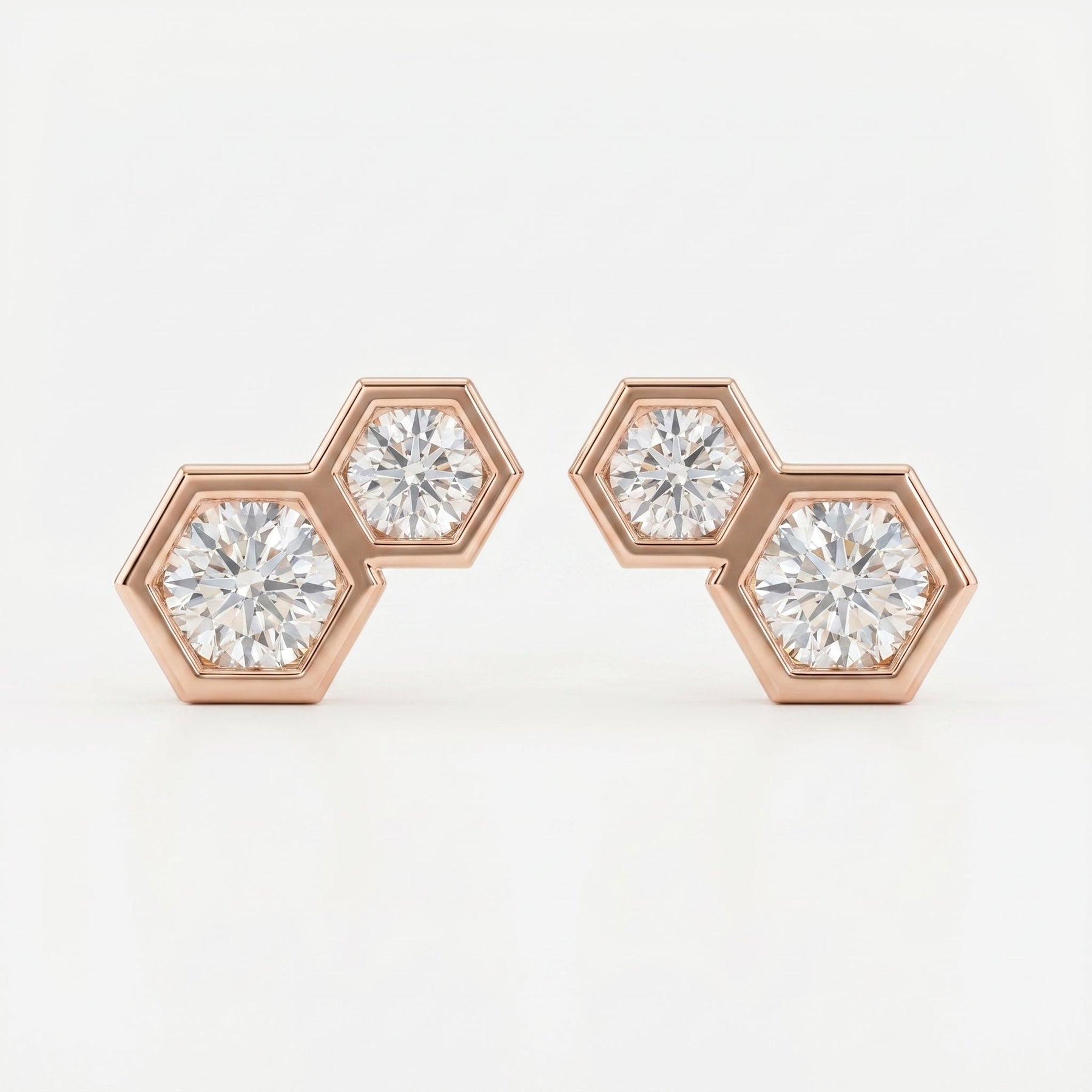 Honeycomb Hex Design Round Shape Earrings Studs