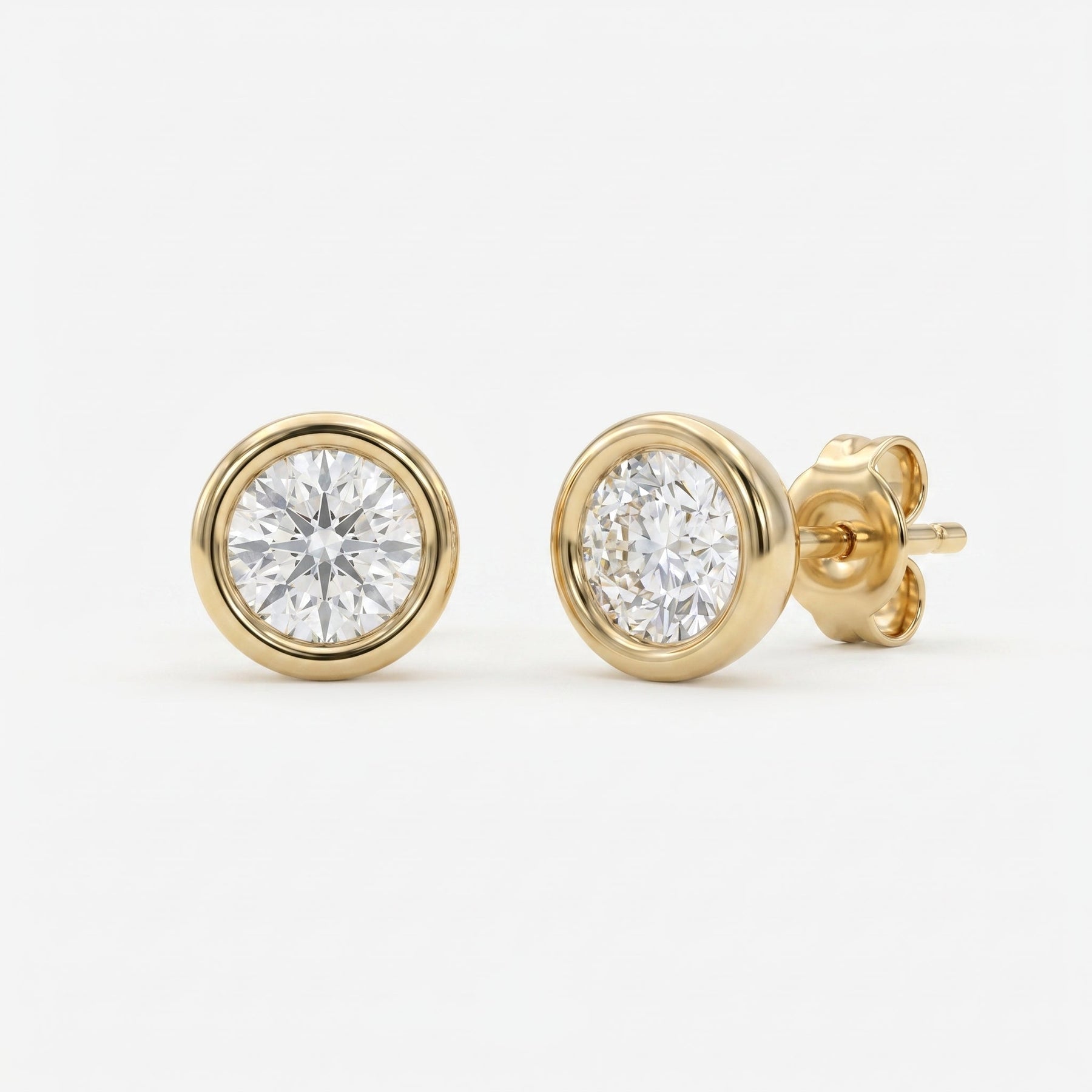 Bezel Brilliance Round Shape Earring Studs
