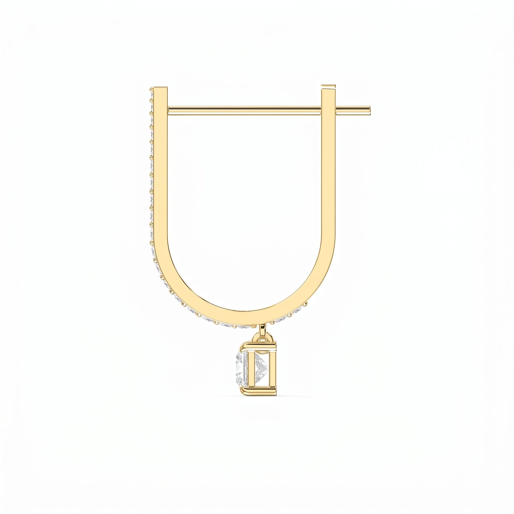 Round & Princess Cut Diamonds Pavé Design Hoops Earring