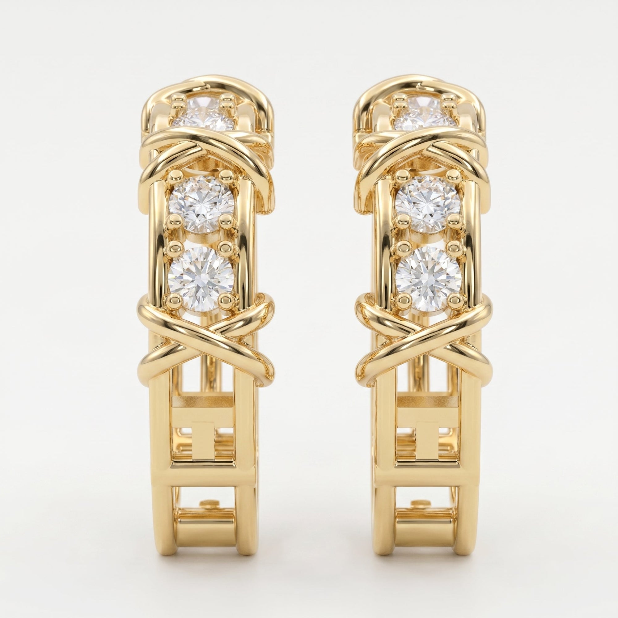 Crisscross Detailing Diamond Hoops Fine Jewelry
