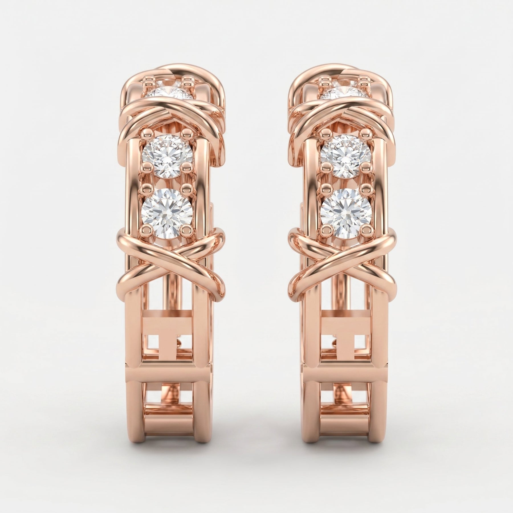 Crisscross Detailing Diamond Hoops Fine Jewelry