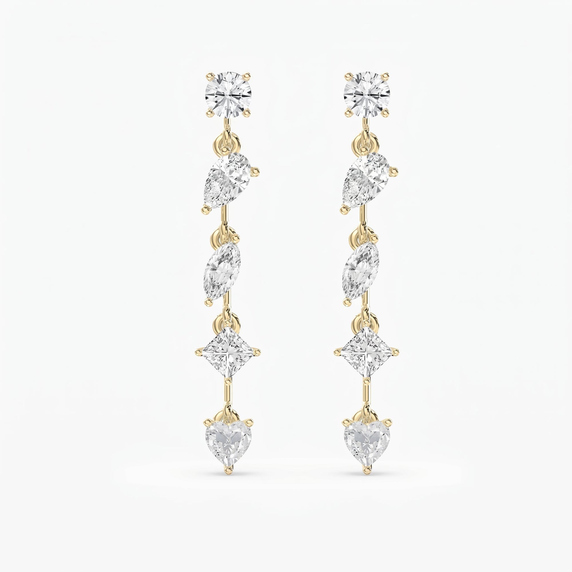 Multi Shape Diamond Drop Earring