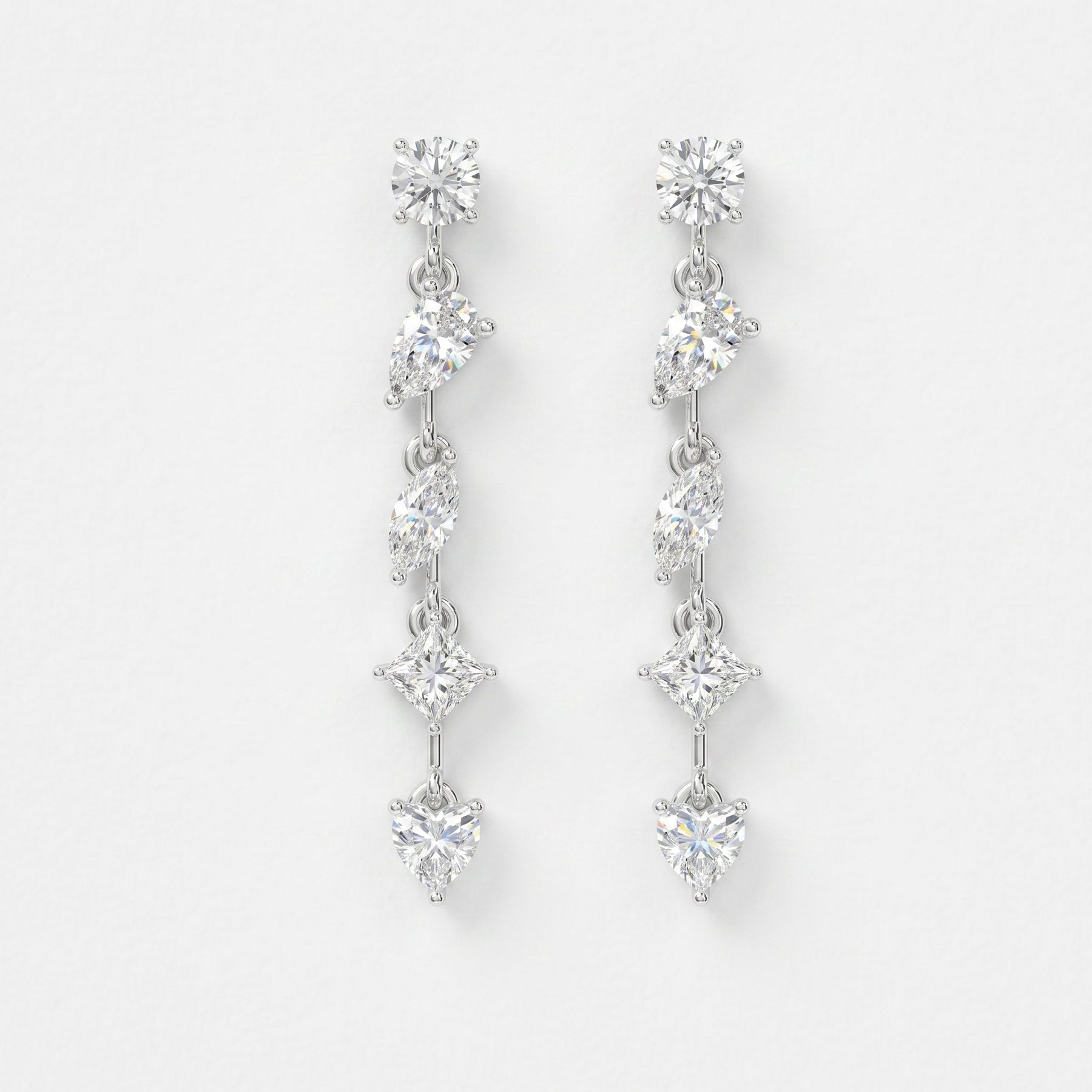 Multi Shape Diamond Drop Earring