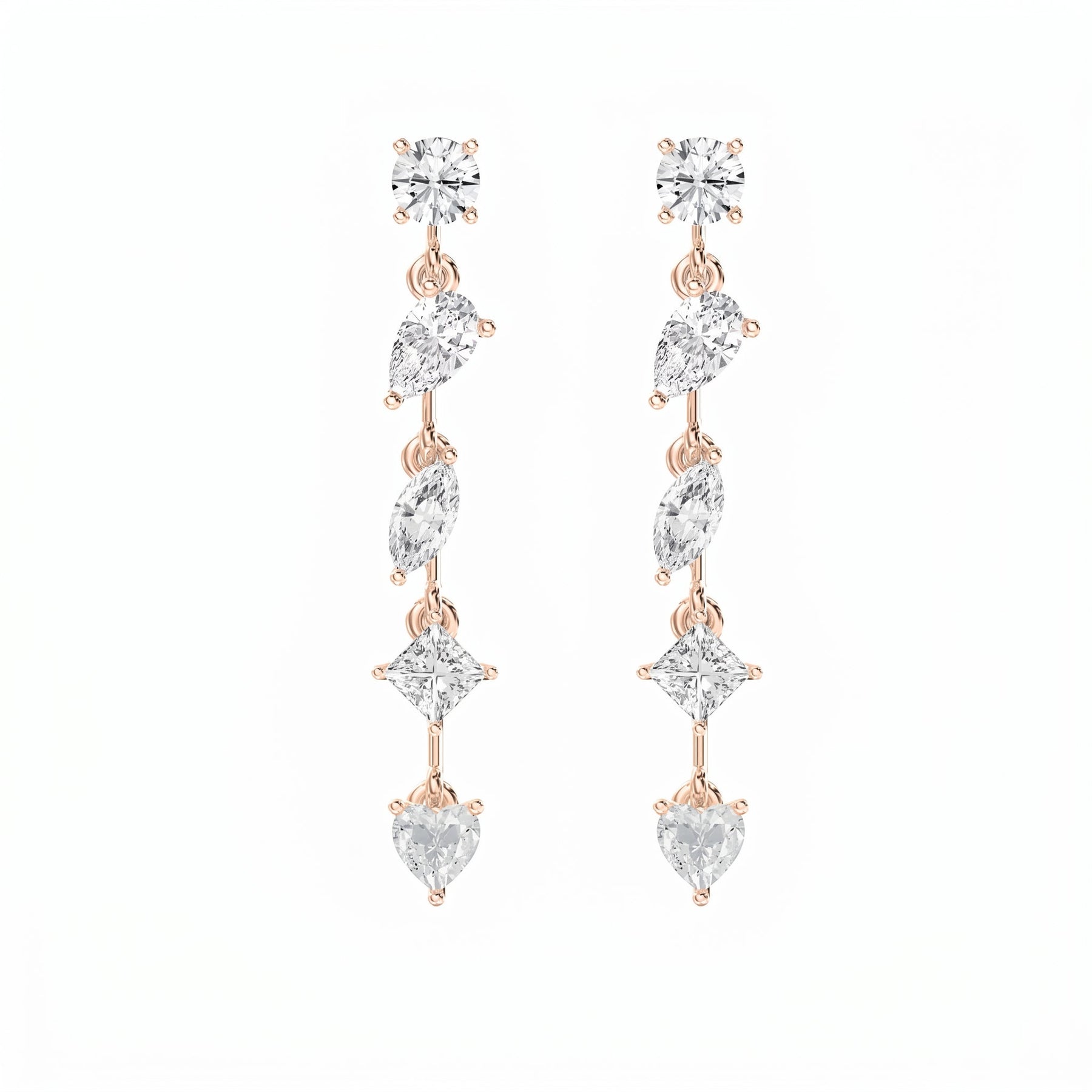 Multi Shape Diamond Drop Earring