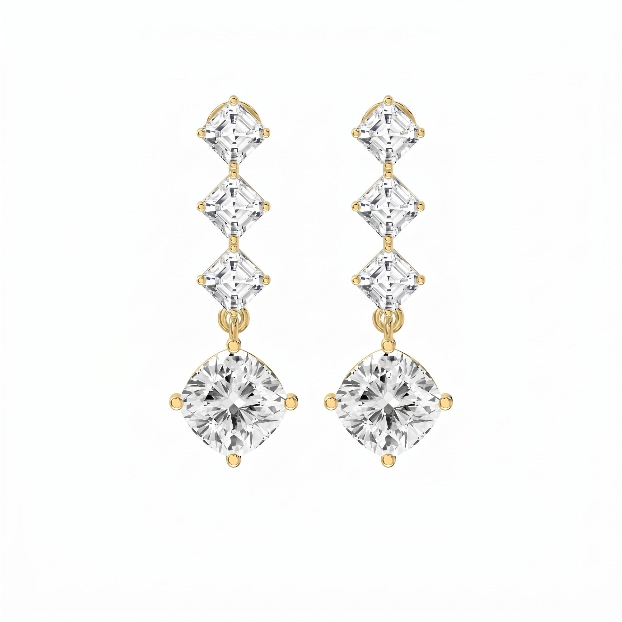 Luxury Ascher & Cushion Diamond Drop Earring