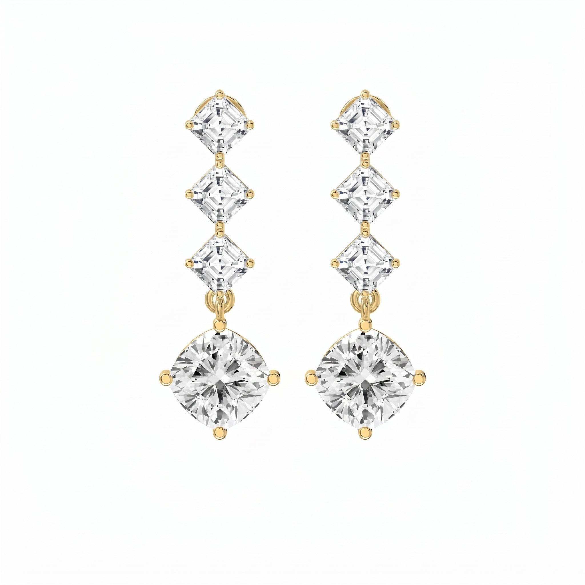 Luxury Ascher & Cushion Diamond Drop Earring
