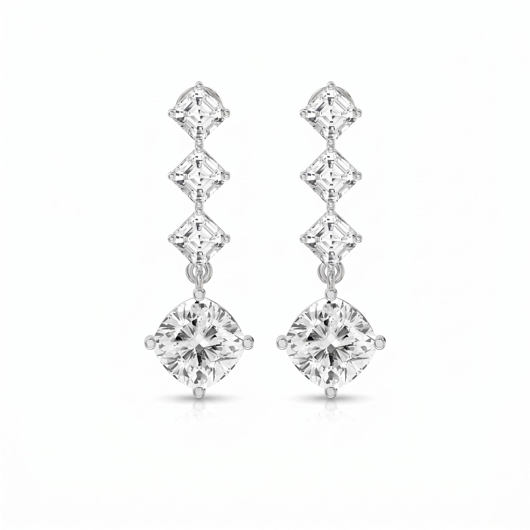 Luxury Ascher & Cushion Diamond Drop Earring