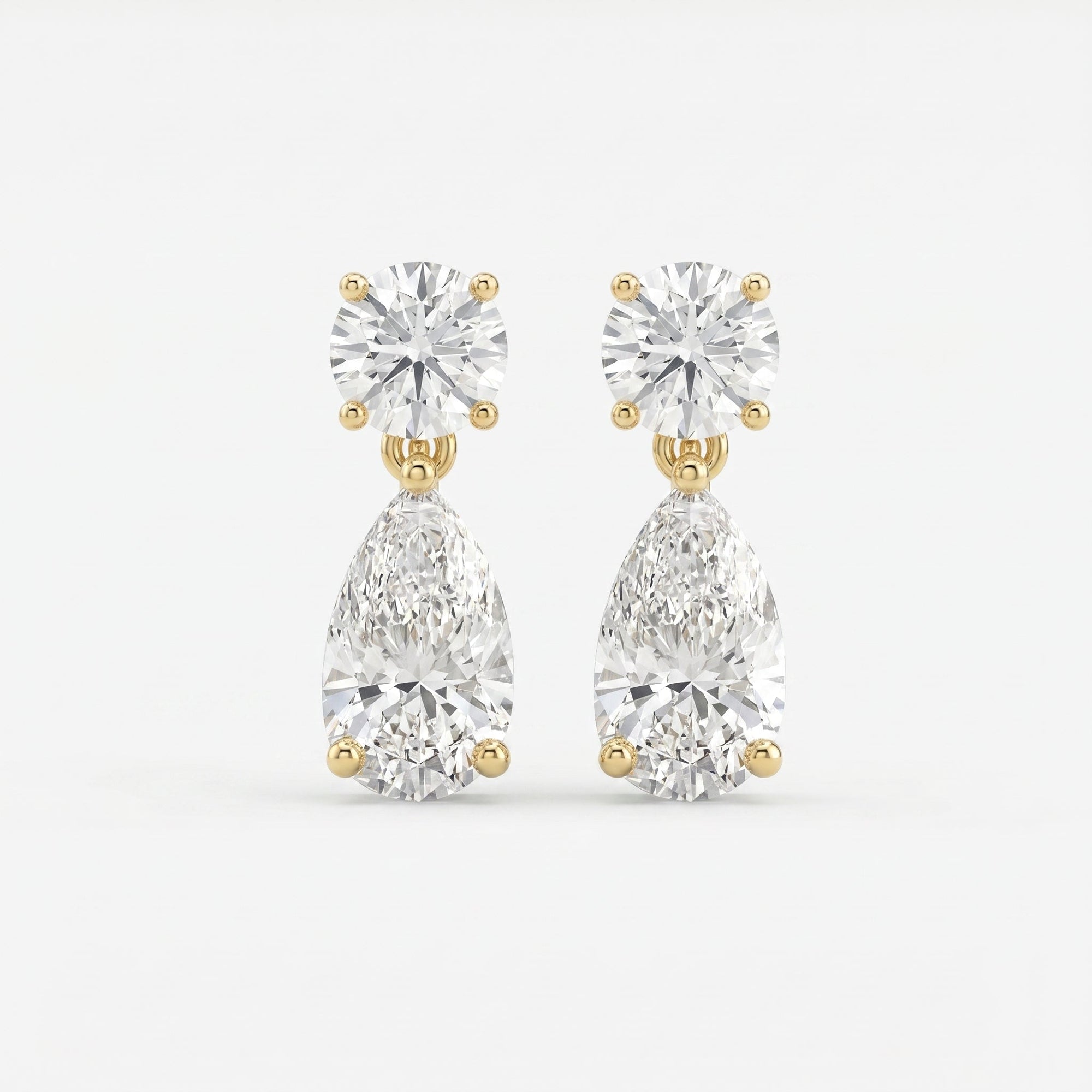 Round & Pear Diamond Drop Dangle Earring