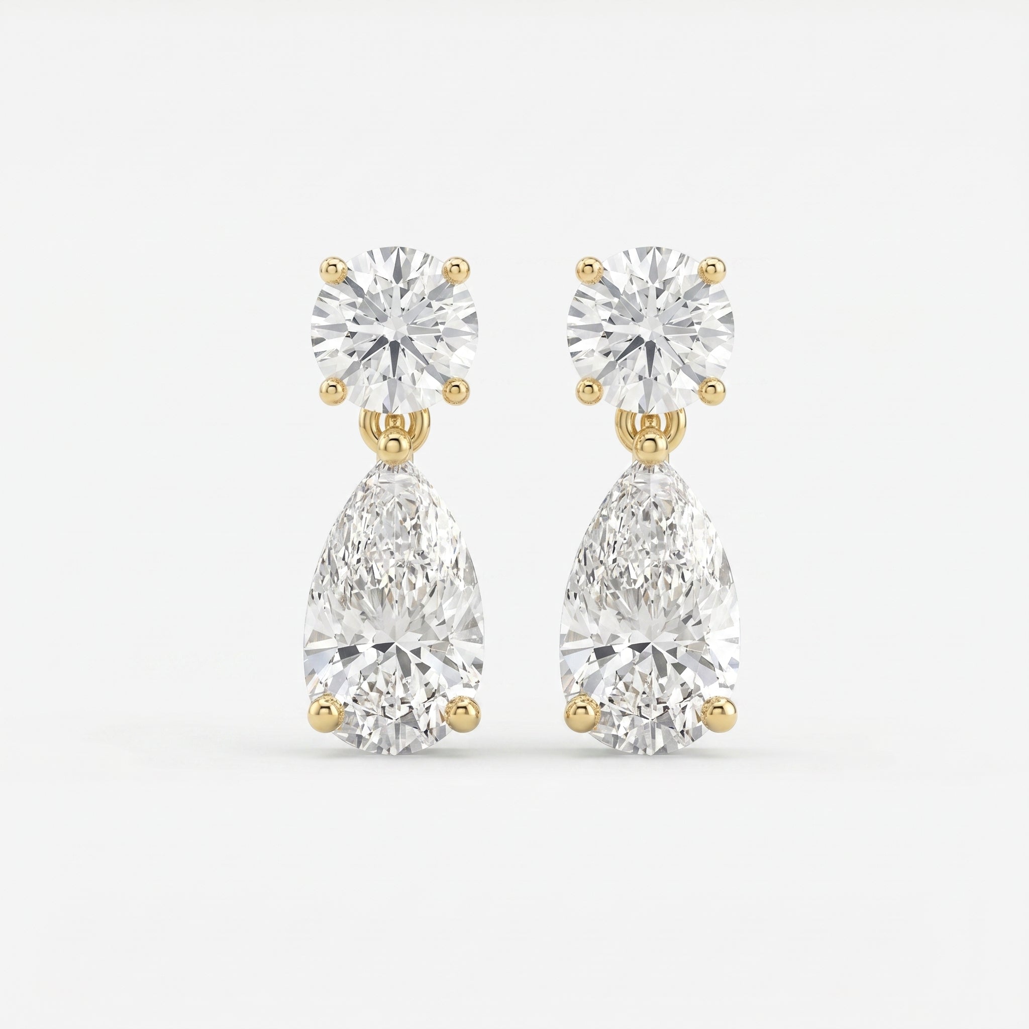 Round & Pear Diamond Drop Dangle Earring