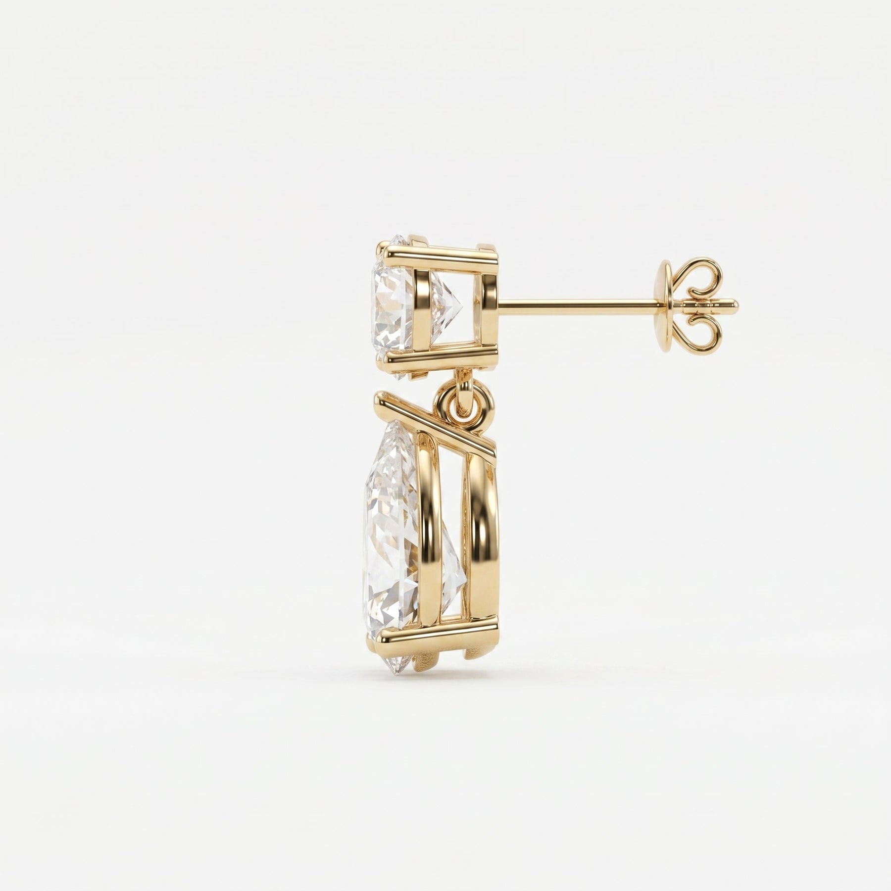 Round & Pear Diamond Drop Dangle Earring