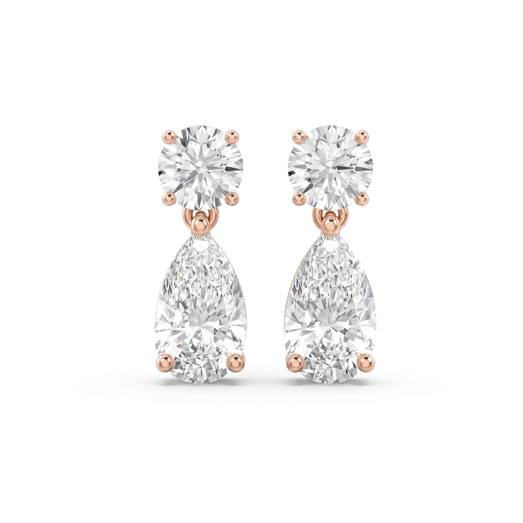 Round & Pear Diamond Drop Dangle Earring