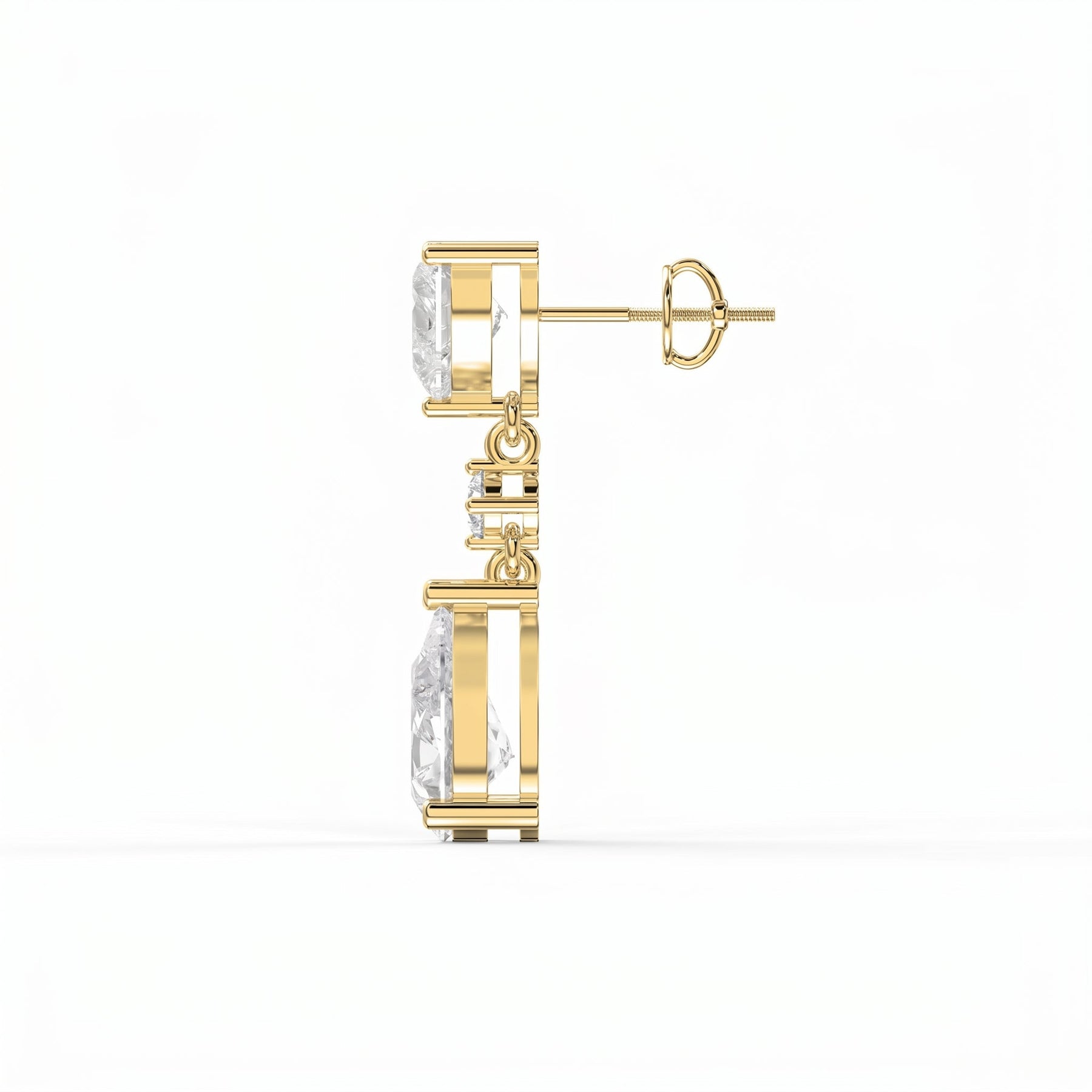 Romantic Heart & Pear Cut Diamond Drop Dangle Earring