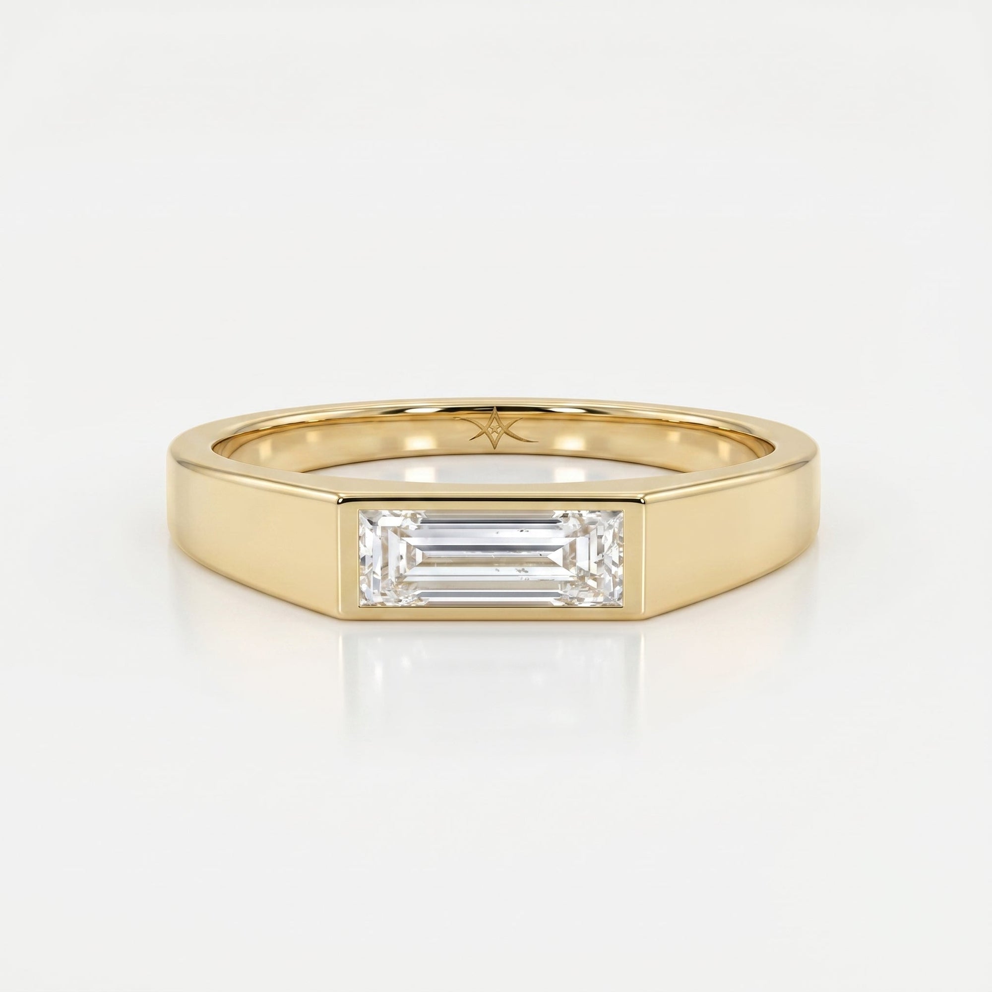 Bar Channel Setting Baguette Shape Diamond Solitaire Ring