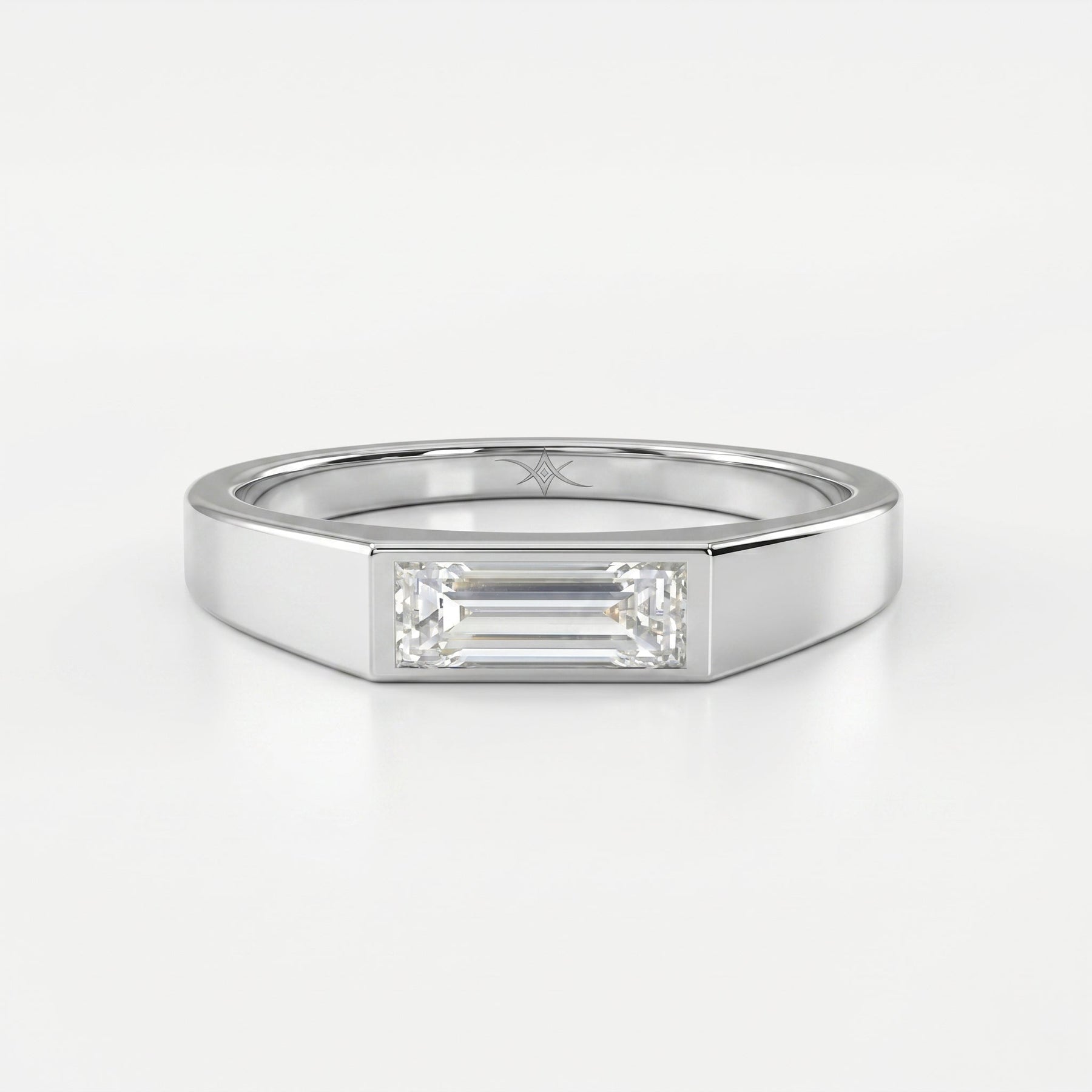 Bar Channel Setting Baguette Shape Diamond Solitaire Ring