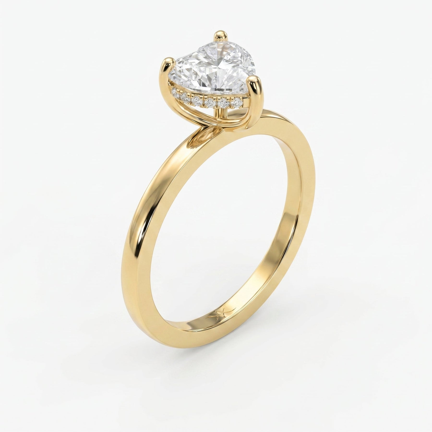 Amour Whisper Heart Brilliant Hidden Halo Ring