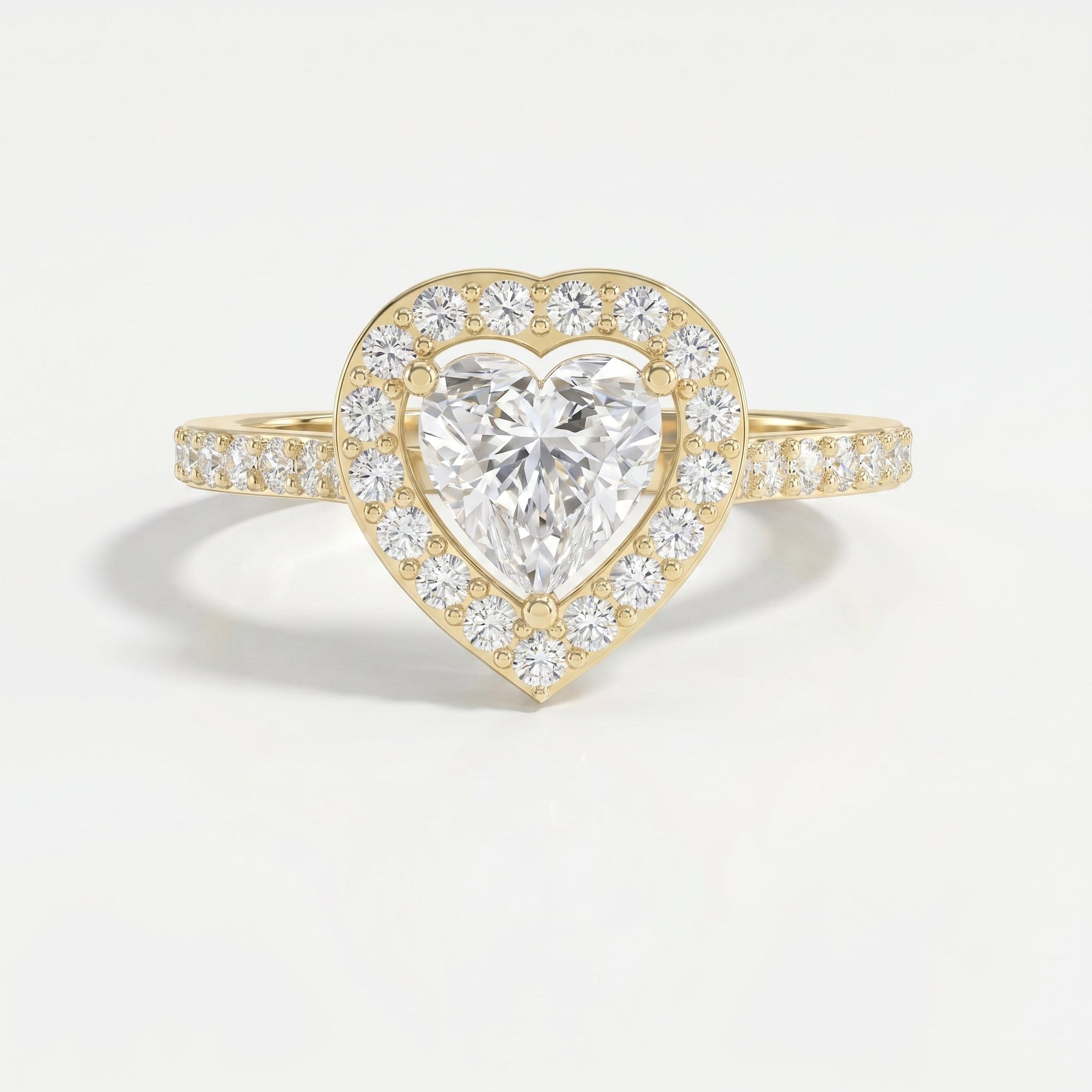 Heart Shape Diamond Halo Ring with Pavé Engagement Ring